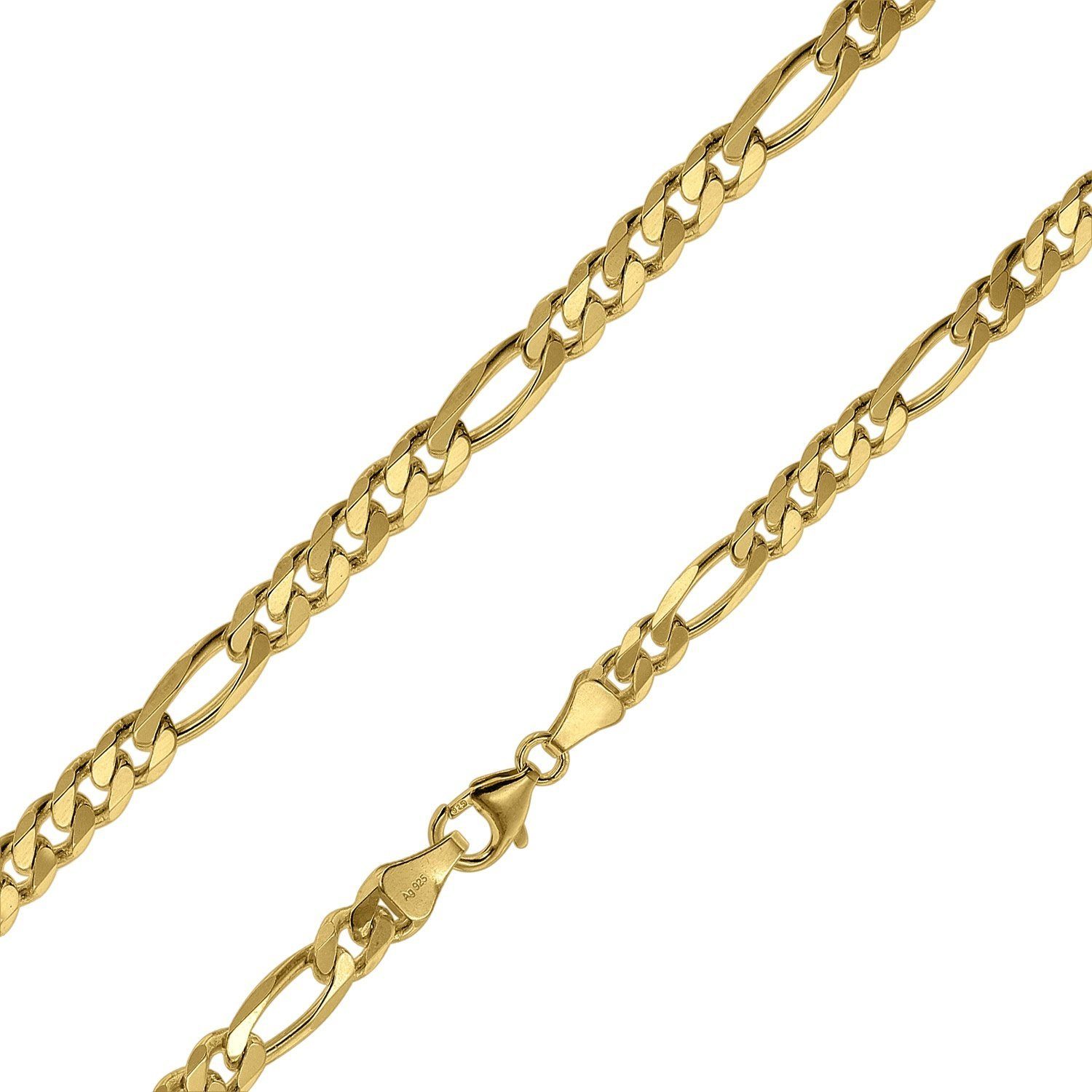trendor Gliederarmband Gold auf 4,3 Silber Figaro 925 mm Breite