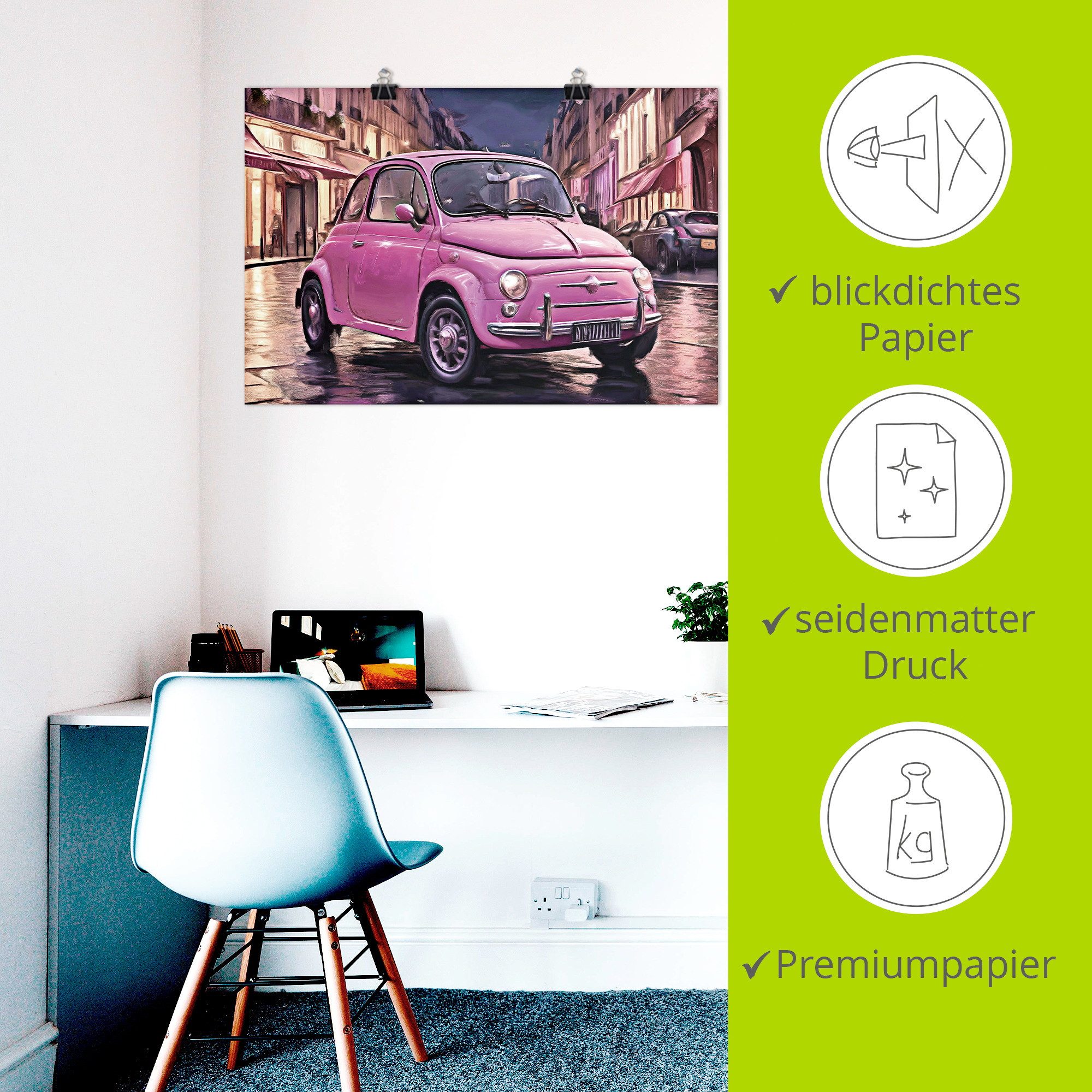 Artland Wandbild Der kleine Italiener, Auto (1 St), als Alubild, Leinwandbild, Poster, Wandaufkleber in verschied. Größen