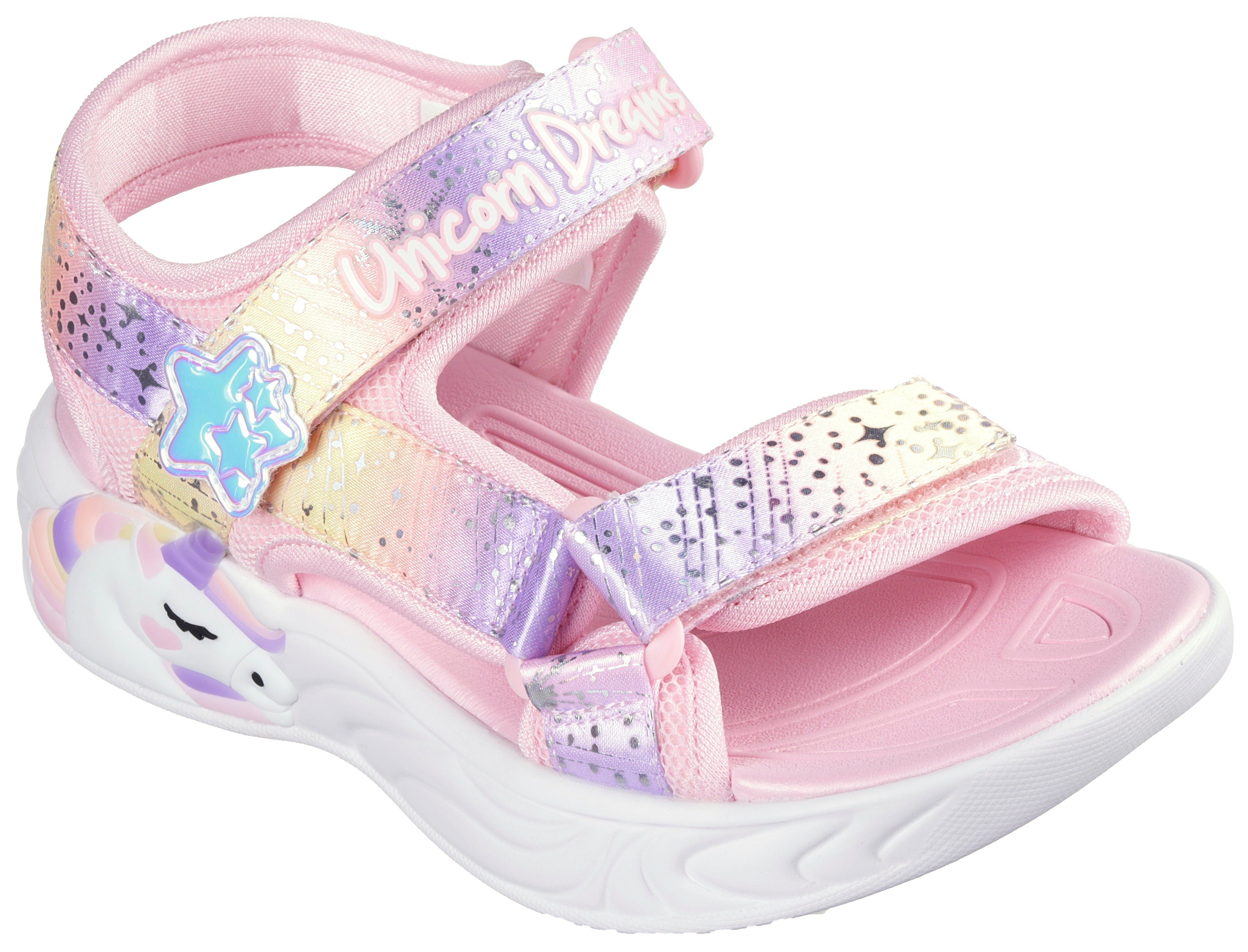 Skechers Kids UNICORN DREAMS SANDAL MAJESTIC BLISS Sandale, Sommerschuh, Klettschuh, Blinkschuh, blinkende Einhorn-Applikation