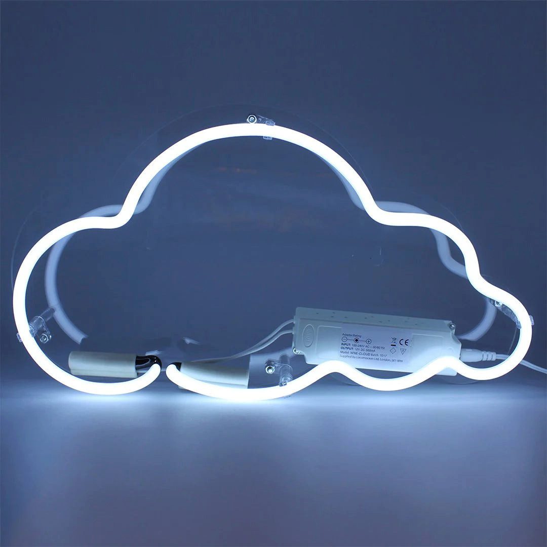 TOM NEON Dekolicht "Wolke" Glas Wand Neon Schild Neonlampe Stimmungslicht, TOM NEON, Neon, Weiß, Handgefertigt