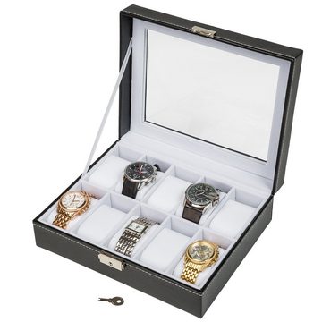 tectake Uhrenbox Uhrenbox mit 10 Fächern inkl. Schlüssel (1 St)