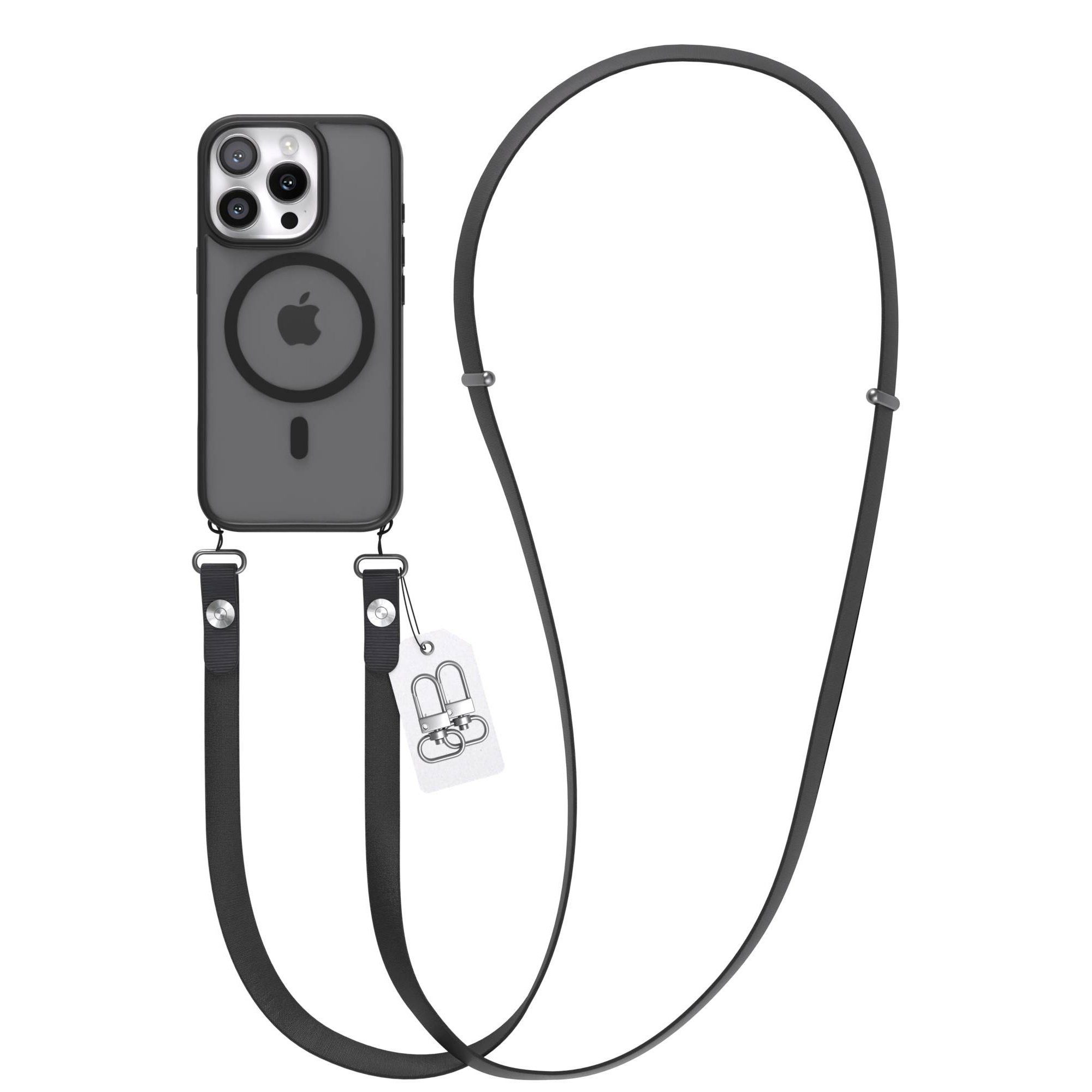 EAZY CASE Handykette Outdoor Case MagSafe Handyband für Apple iPhone 16 Pro 6,3 Zoll, MagSafe Outdoor Case mit magnetischer, flexibler Handykette Schwarz