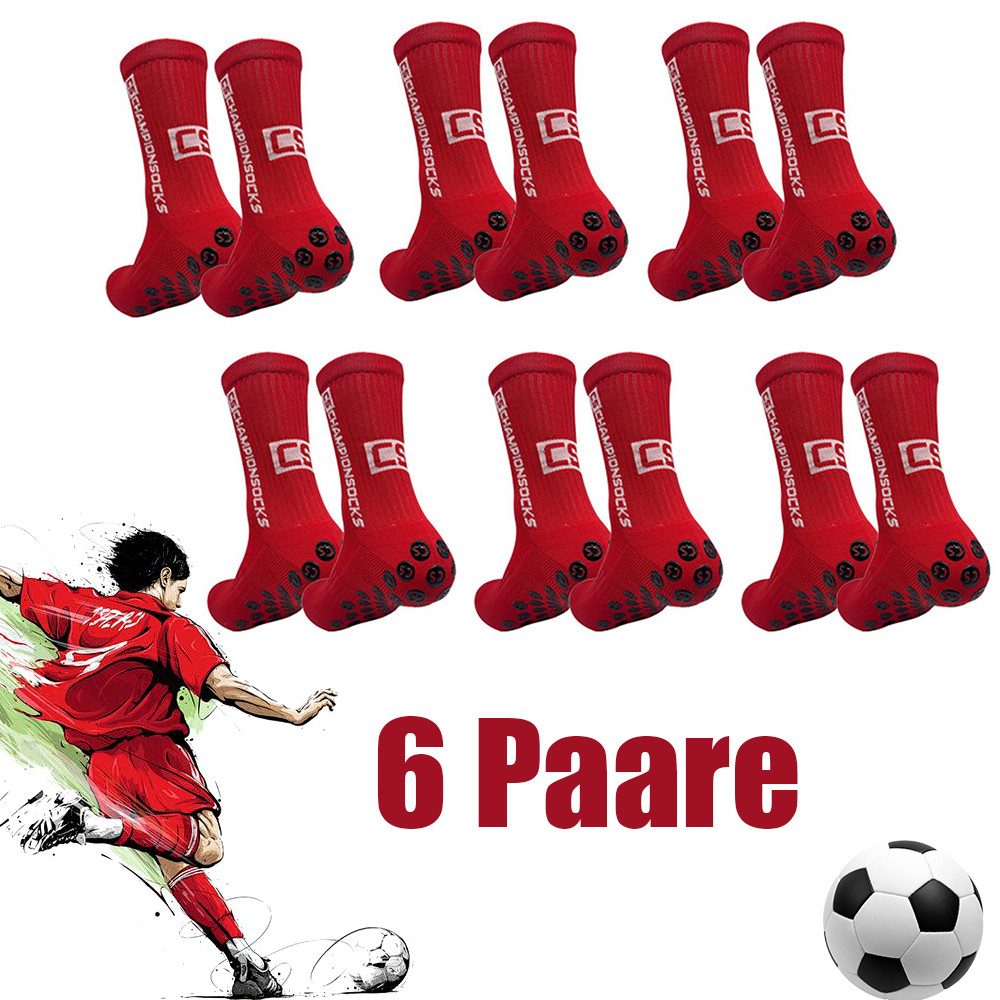 Sportsocken Sportsocken Fußballsocken Gummipunkten 6 Paare Rutschfest Atmungsaktiv