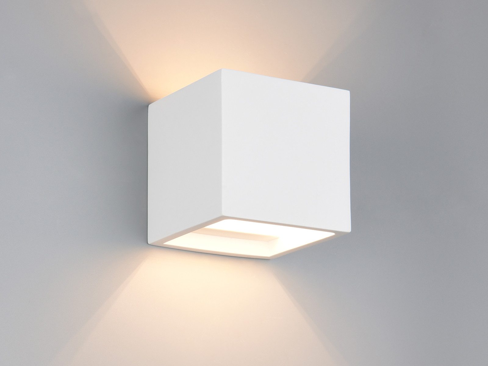 TRIO Leuchten LED Wandleuchte aus Gips, bemalbar, Würfel 11,5cm, Dimmfunktion, LED wechselbar, Warmweiß, Up and Down Innen Wandbeleuchtung indirekt inkl. Leuchtmittel
