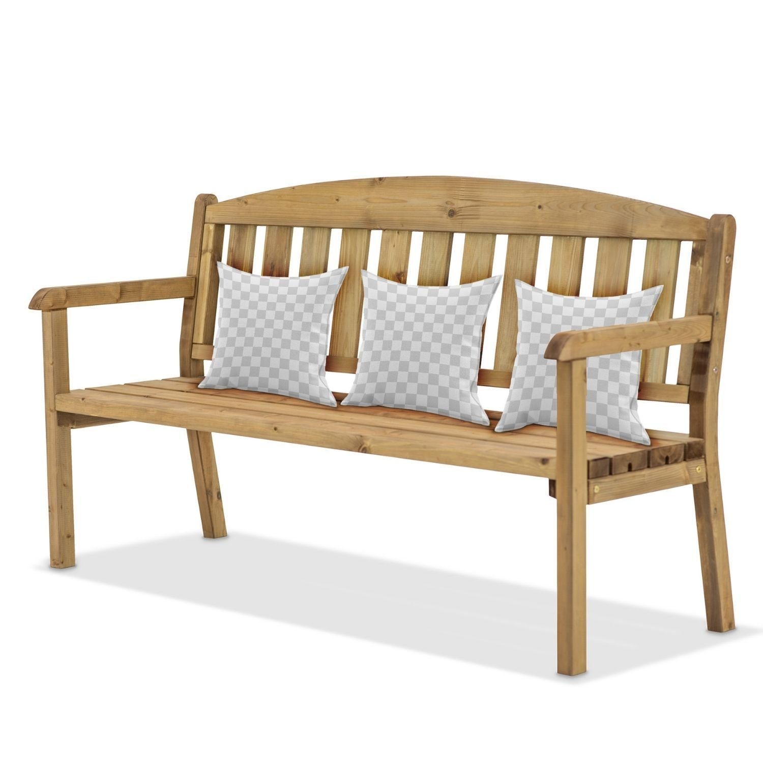 Coemo Gartenbank, Riga aus Holz, 3Sitzer Bank mit Lehnen