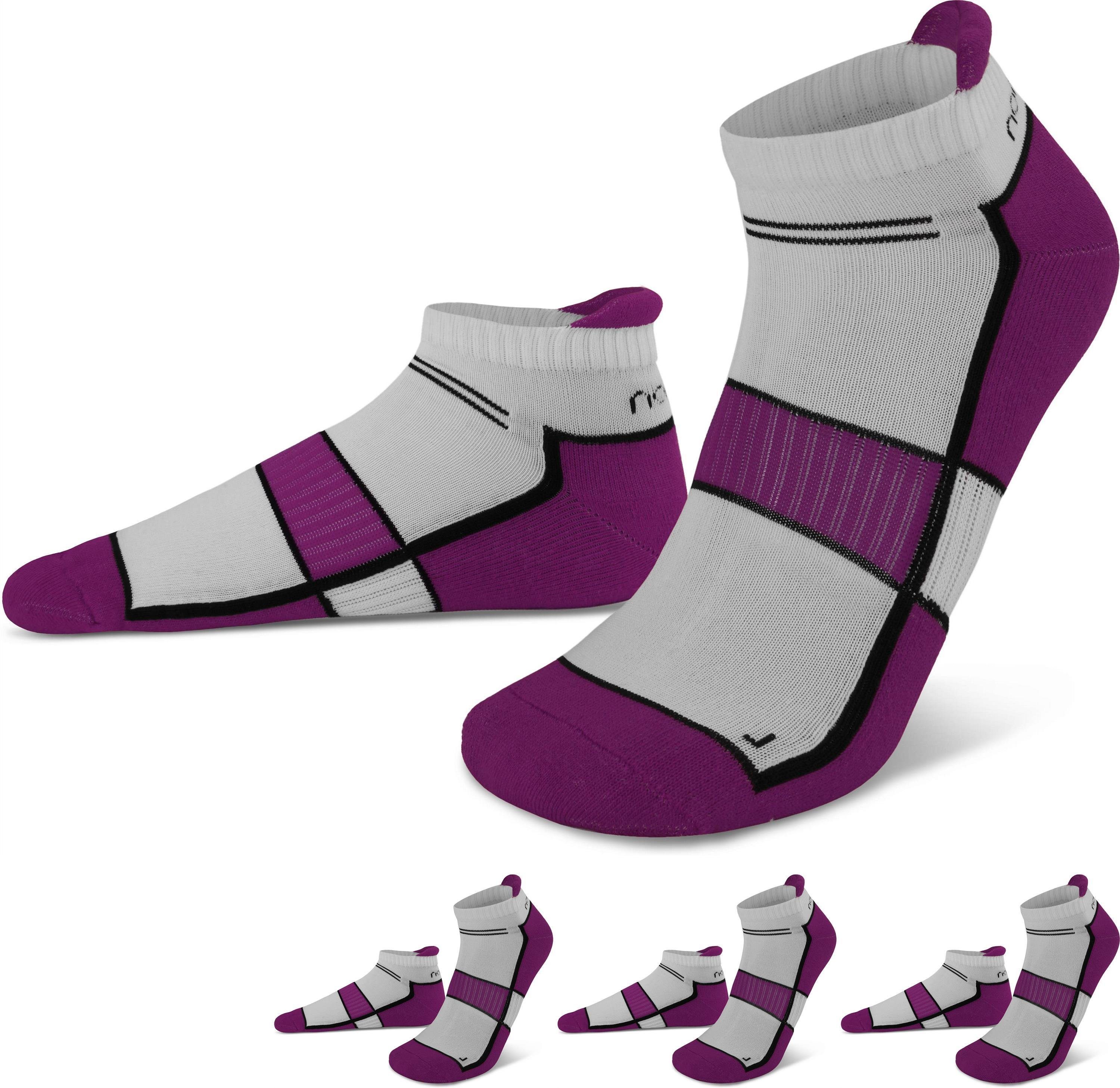 normani Sneakersocken 4 Paar Running Sneaker mit Fersenlasche (4er-Set, 4 Paar) schweißabsorbierende Frotteesohle Dewberry