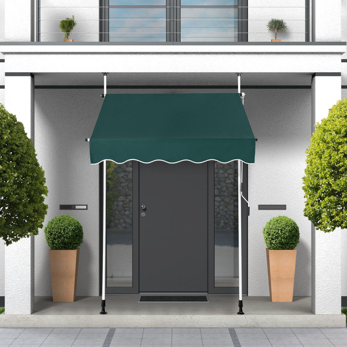 KOMFOTTEU Klemmmarkise Terrassenmarkise mit Handkurbel, Metall & Oxford
