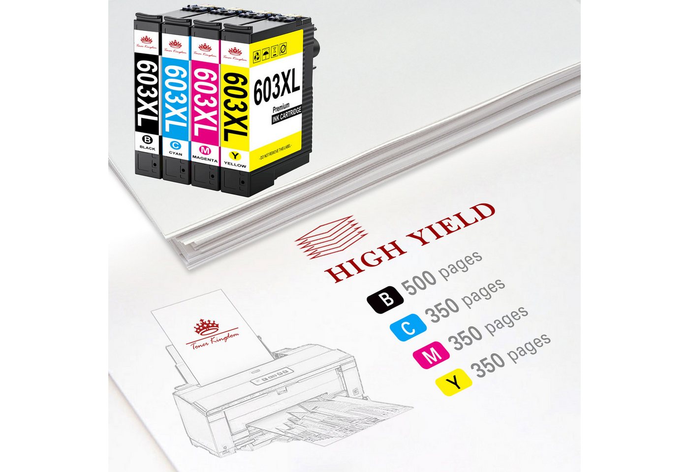 Thumbnail - Toner Kingdom 4/5er XXL Kompatibel für Epson 603XL 603 XL Tintenpatrone (für Epson Expression Home XP-3150 XP-3155 XP-41...