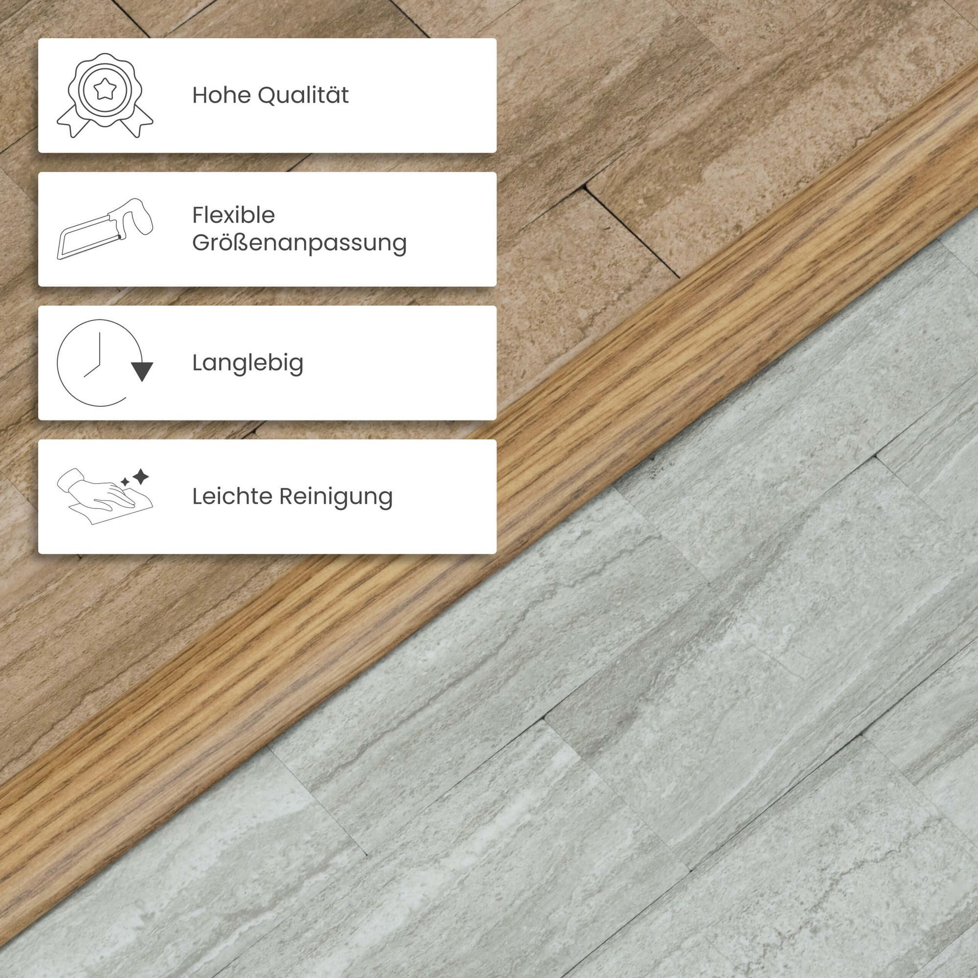 Dalsys Übergangsprofil Anpassungsprofil zum Schrauben inkl. Befestigungsmaterial (90cm x 50mm in der Farbe Silber, 1-St), aus Aluminium – Bild 5 von 5
