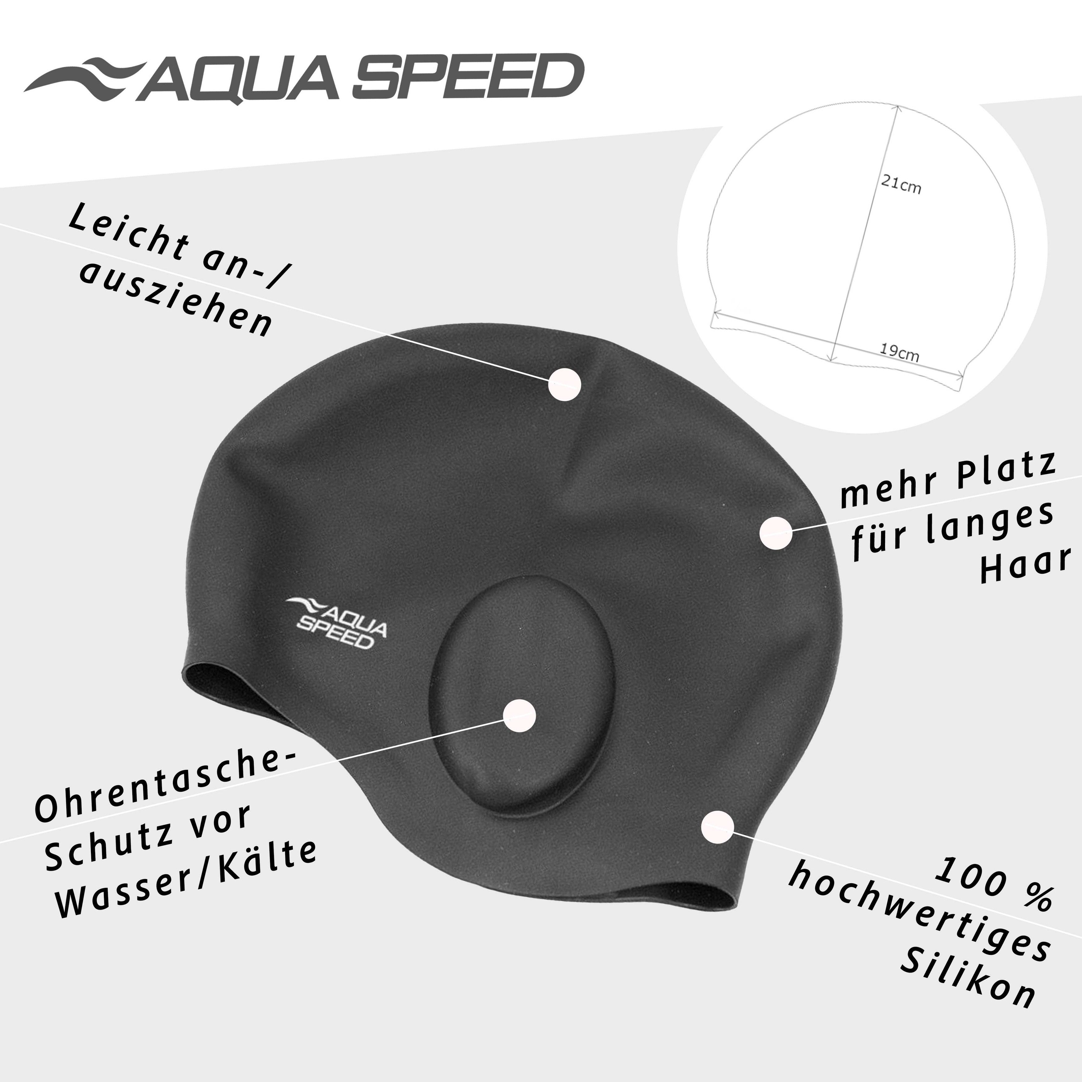 Aqua Speed Badekappe Elastische Schwimmkappe Schwimmen mit Ohrenschutz
