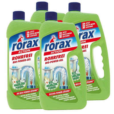 rorax 4x rorax Rohrfrei Bio-Power-Gel 1 Liter - Löst selbst Haare auf Rohrreiniger