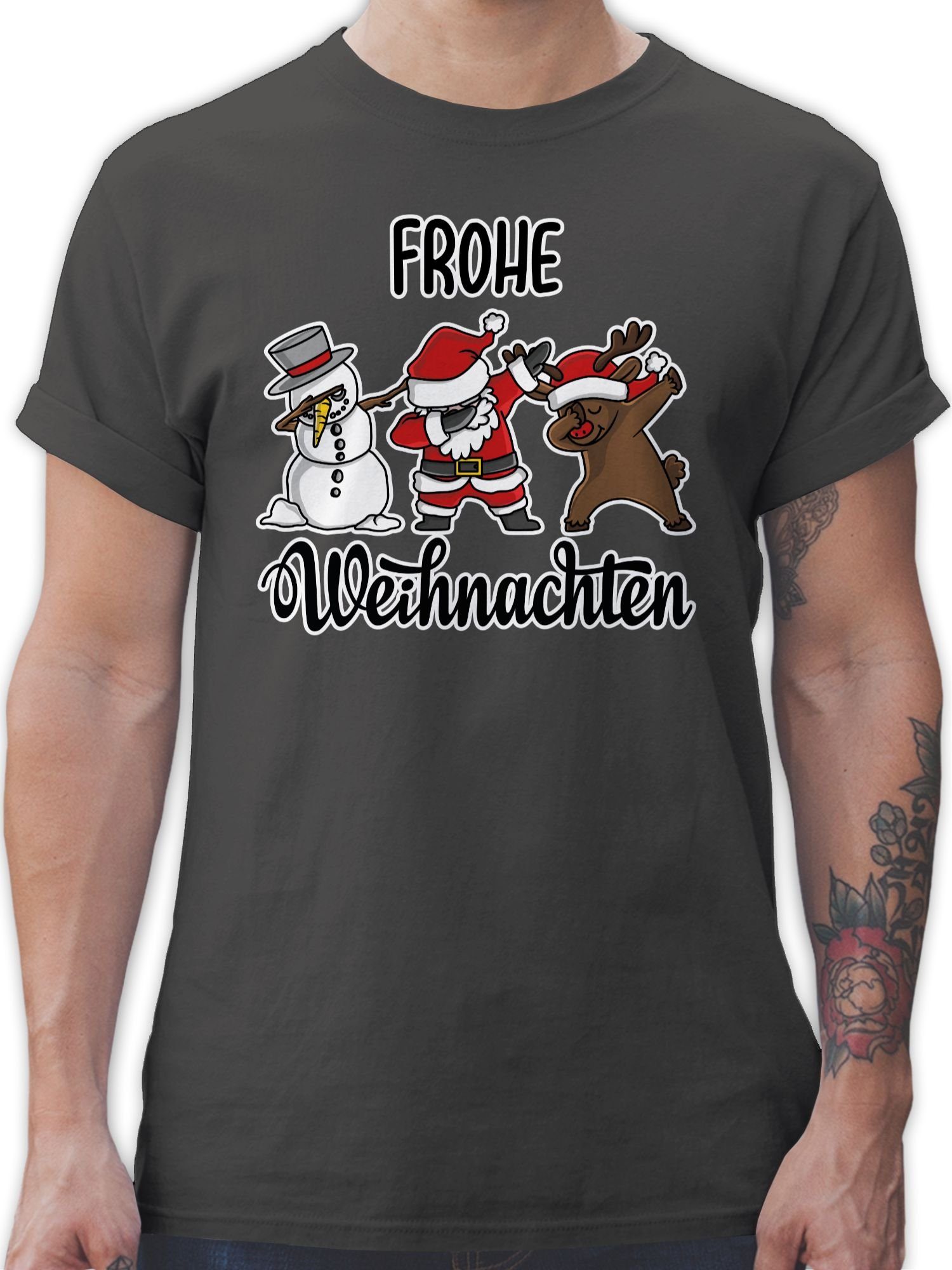 Dabbing Frohe Shirtracer Dunkelgrau 03 T-Shirt Weihnachten Weihachten Kleidung
