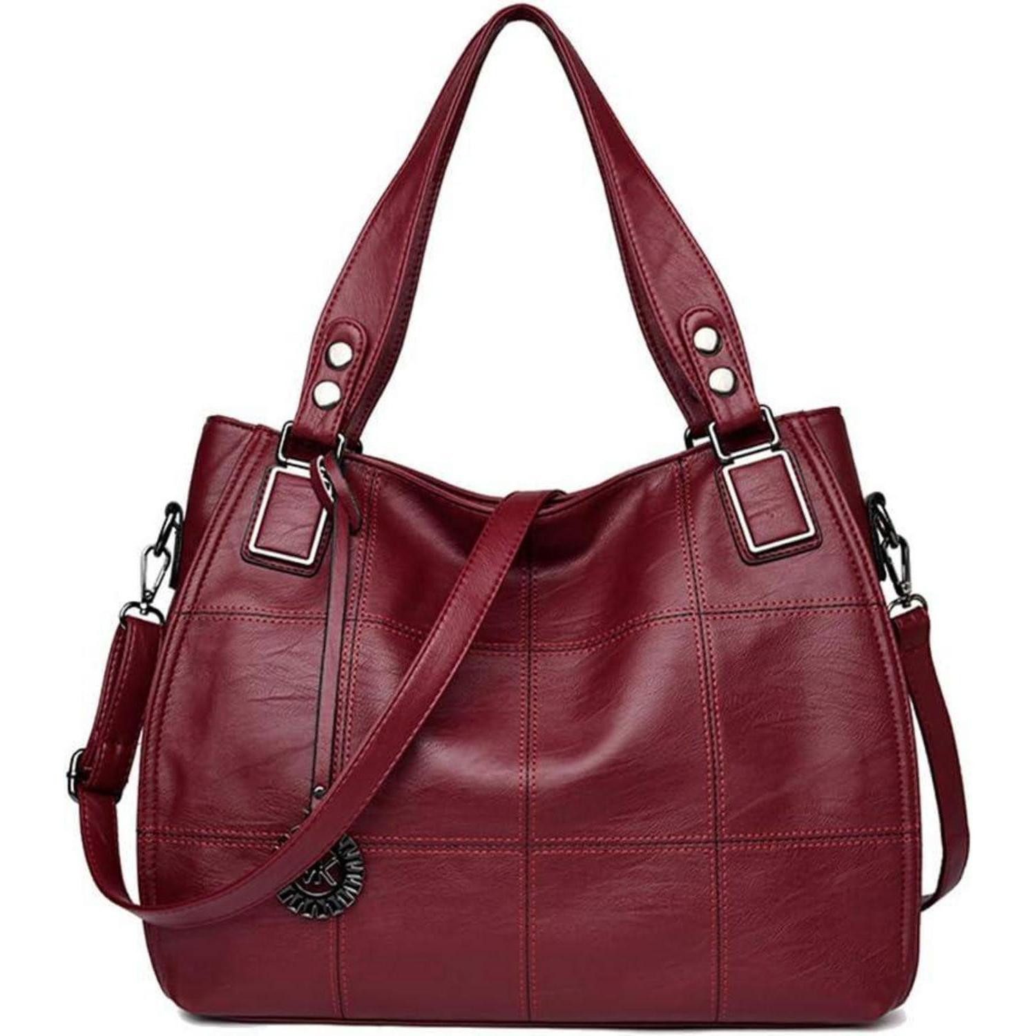 LuxusKollektion Hobo Damen Hobo Schultertasche Weinrot PU-Leder Stickerei U günstig online kaufen
