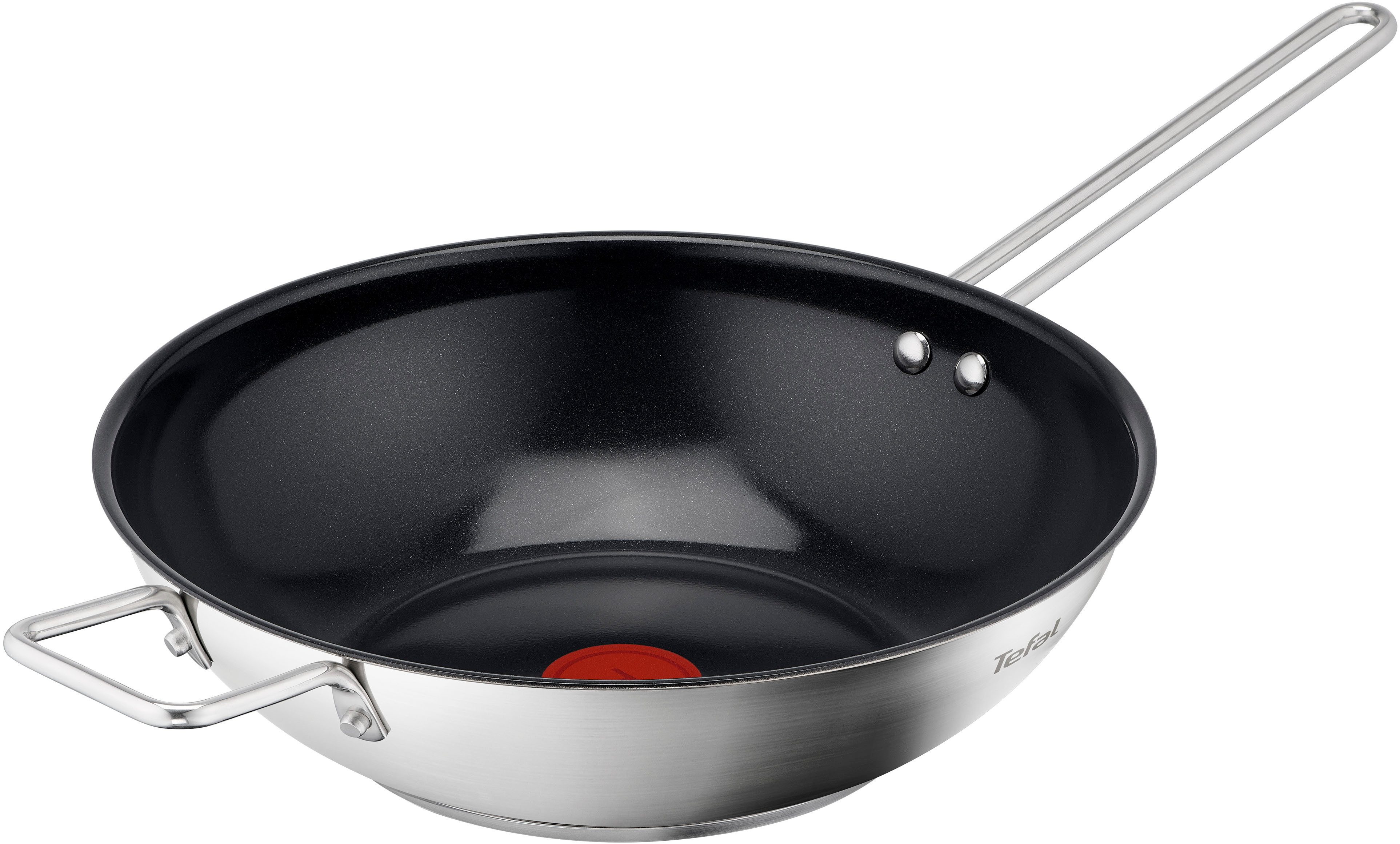 Tefal Wok Nordica, beschichtete Wokpfanne Induktion Ø 28 cm, Thermo-Signal, Edelstahl, minimalistisches Design, robuster Griff, für alle Herdarten, H87119