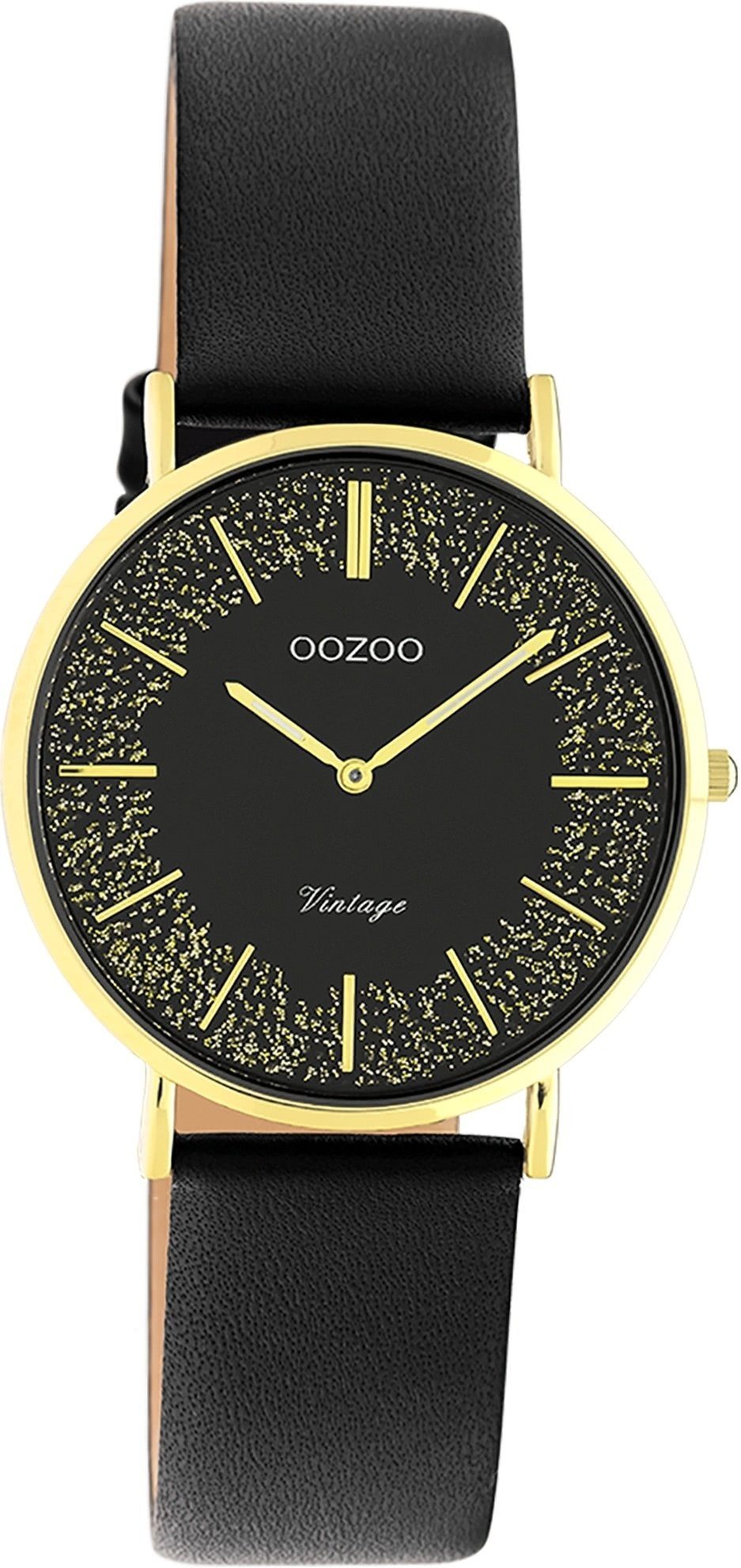OOZOO Quarzuhr Oozoo Damen Armbanduhr Vintage Series, Damenuhr rund, mittel (ca. 32mm) Lederarmband, Fashion-Style | Quarzuhren