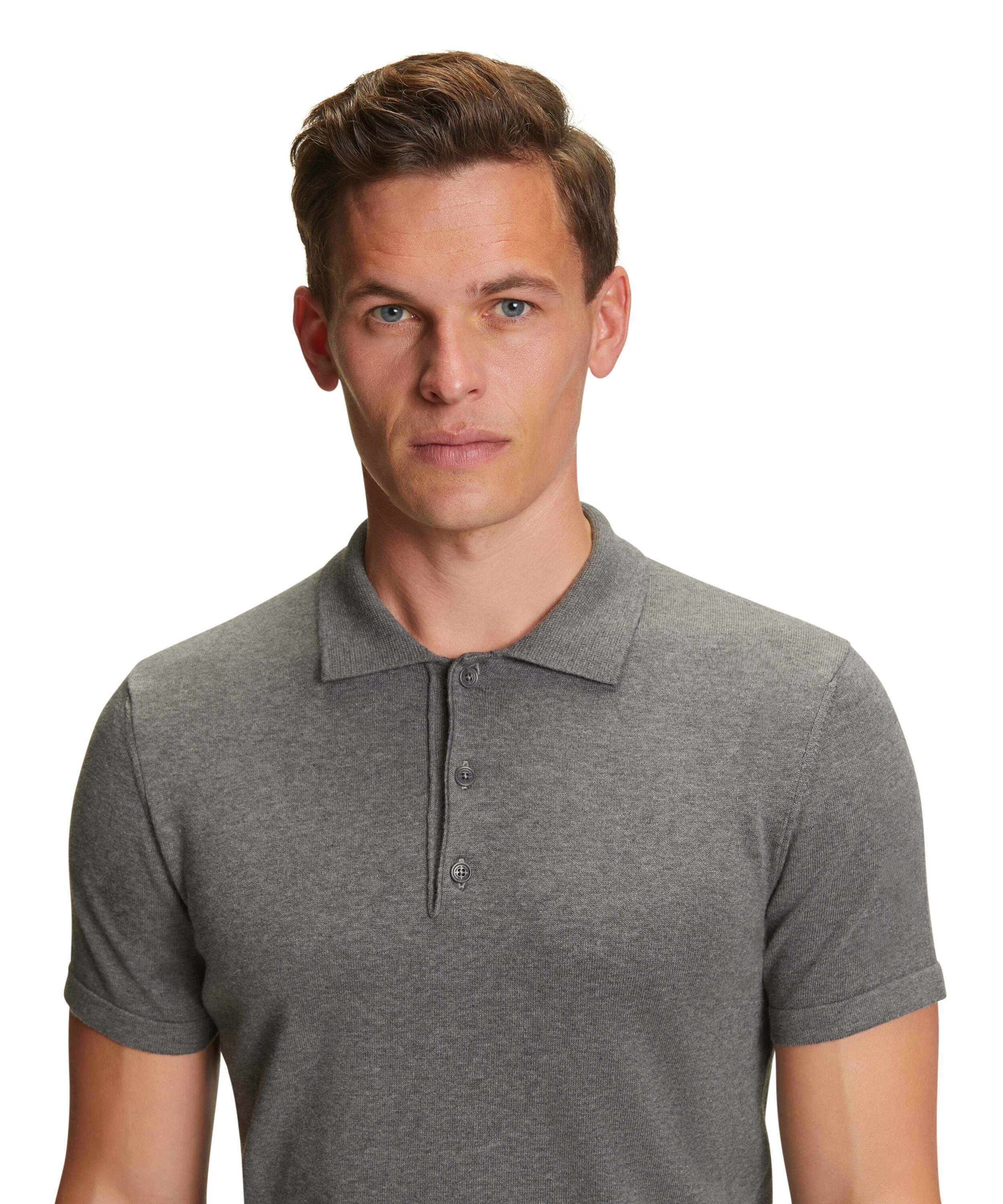 (3390) greymel. nachhaltiger FALKE Poloshirt aus Baumwolle light