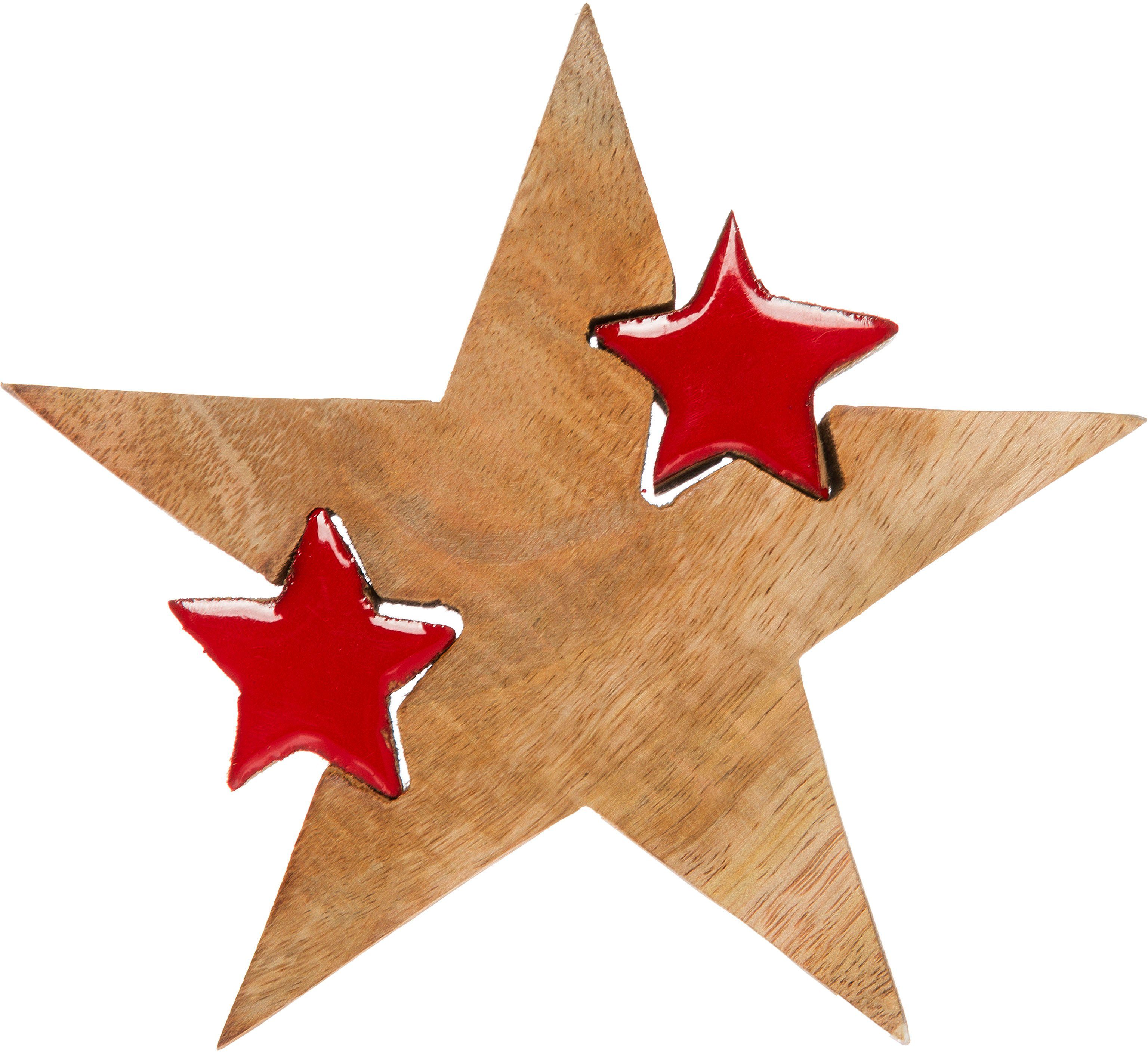 & mit kleinen Puzzle ca. Deko Holz, Myflair Möbel Weihnachtsdeko Star, cm Accessoires Stern, Höhe Weihnachtsstern, 14 2 Sternen, Dekostern aus St.,