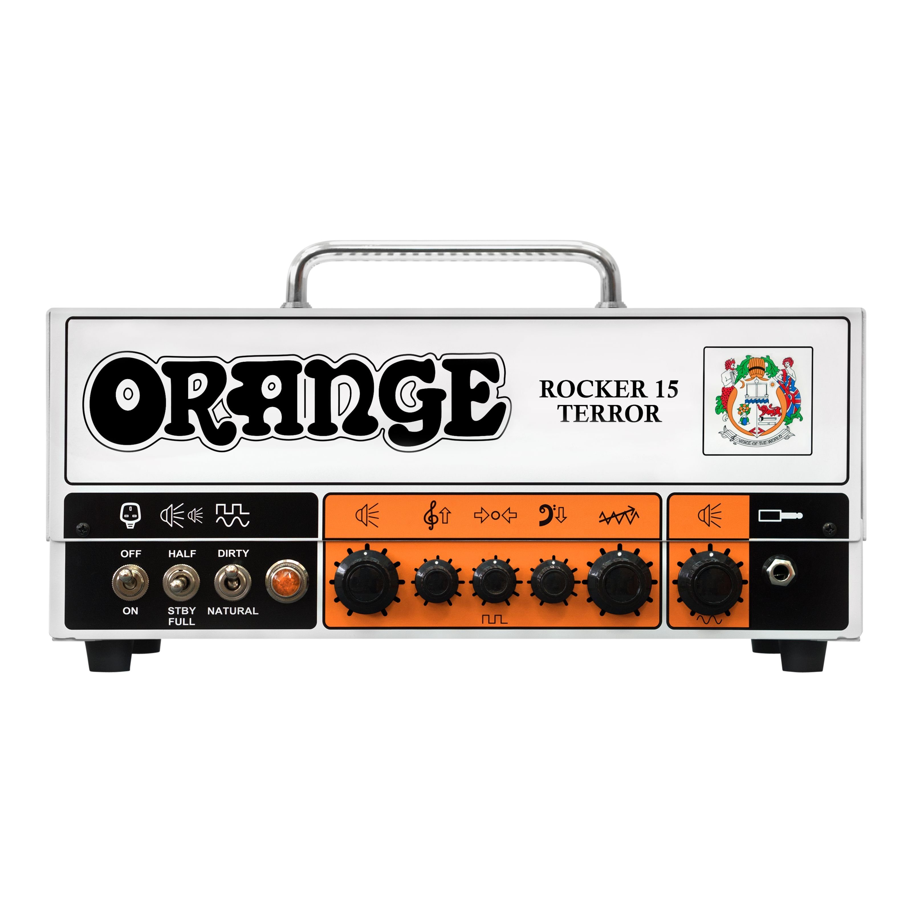 E-Gitarre) Verstärker (Rocker Röhren 15 - Topteil Orange für Terror