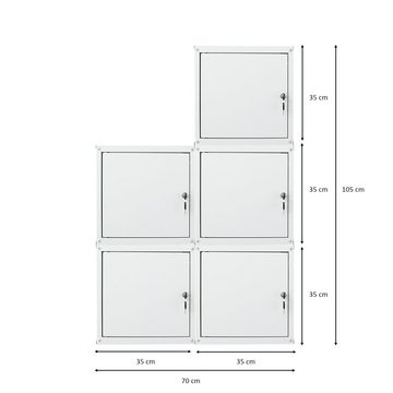 PROREGAL® Spind Mega Deal, 5x Schließfachwürfel Cubic, HxBxT 35x35x35 cm, Grau