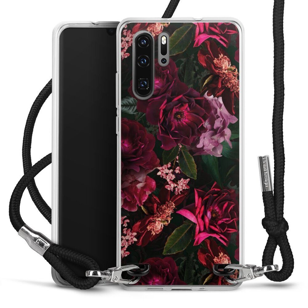DeinDesign Handyhülle Rose Blumen Blüte Dark Red and Pink Flowers, Huawei P30 Pro Handykette Hülle mit Band Case zum Umhängen