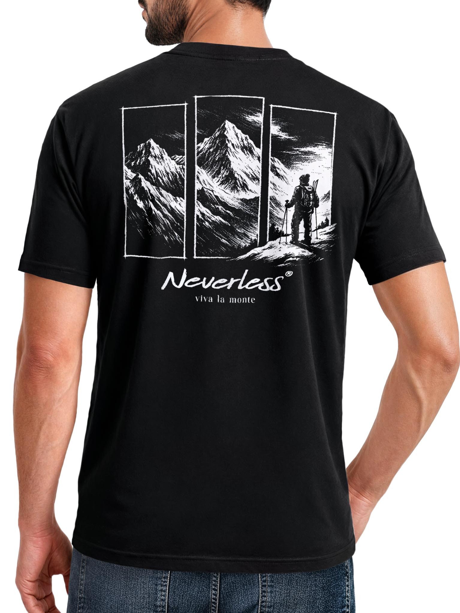 Neverless Print-Shirt Herren T-Shirt Backprint Grafik Aufdruck Nature Outdoor Wandern mit Print