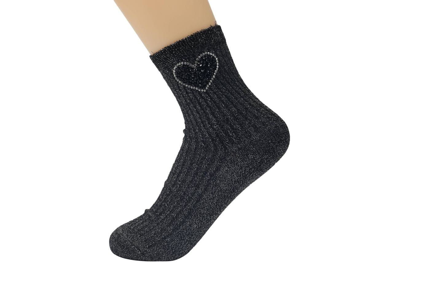 1 36/41 5 für eleganter mit Frauen Baumwollsocken Modell Socken Glitzer Lycille Paar schwarz
