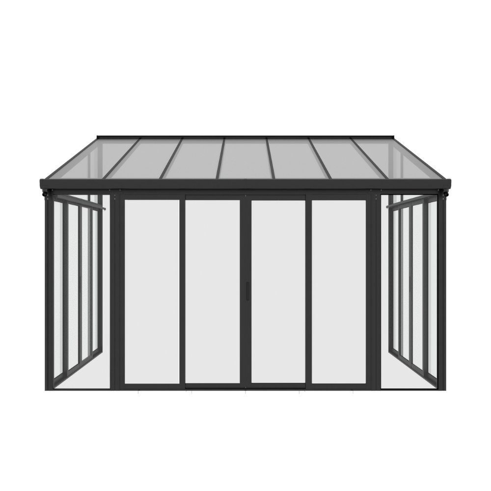 HOME DELUXE Wintergarten AMARIS, BxT: 428x300 cm, Bedachung Hohlkammerstegplatten, (Komplettset abschließbar & kratzfeste Pulverbeschichtung), Wintergarten aus Aluminium, Alu Terrassendach, Terrassenüberdachung