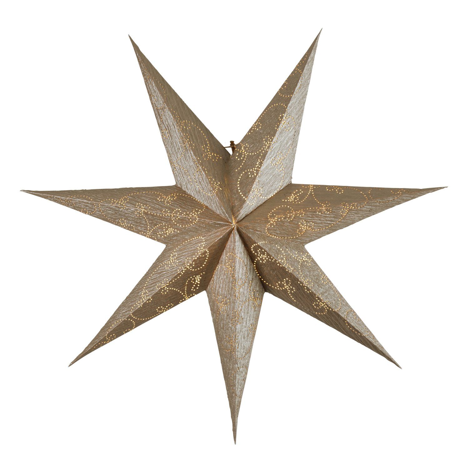 Decorus Weihnachtsstern Papierstern TRADING Leuchtstern Stern LED hängend 63cm STAR gold D: