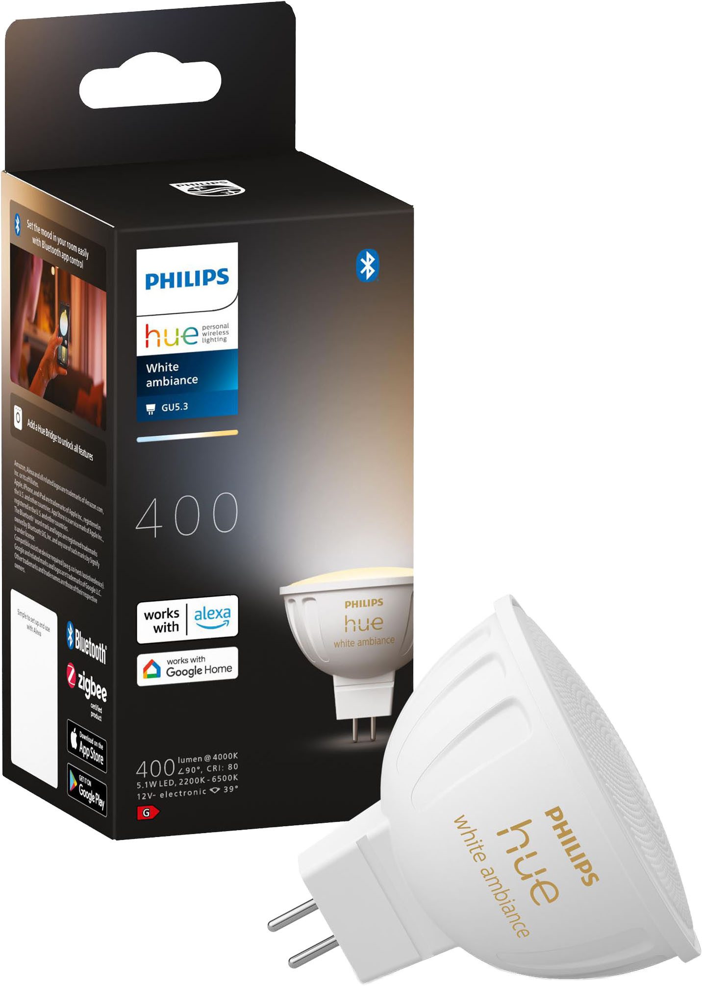 Philips Hue LED-Leuchtmittel White Ambiance MR16 400lm, GU 5,3, 1 St., Farbwechsler