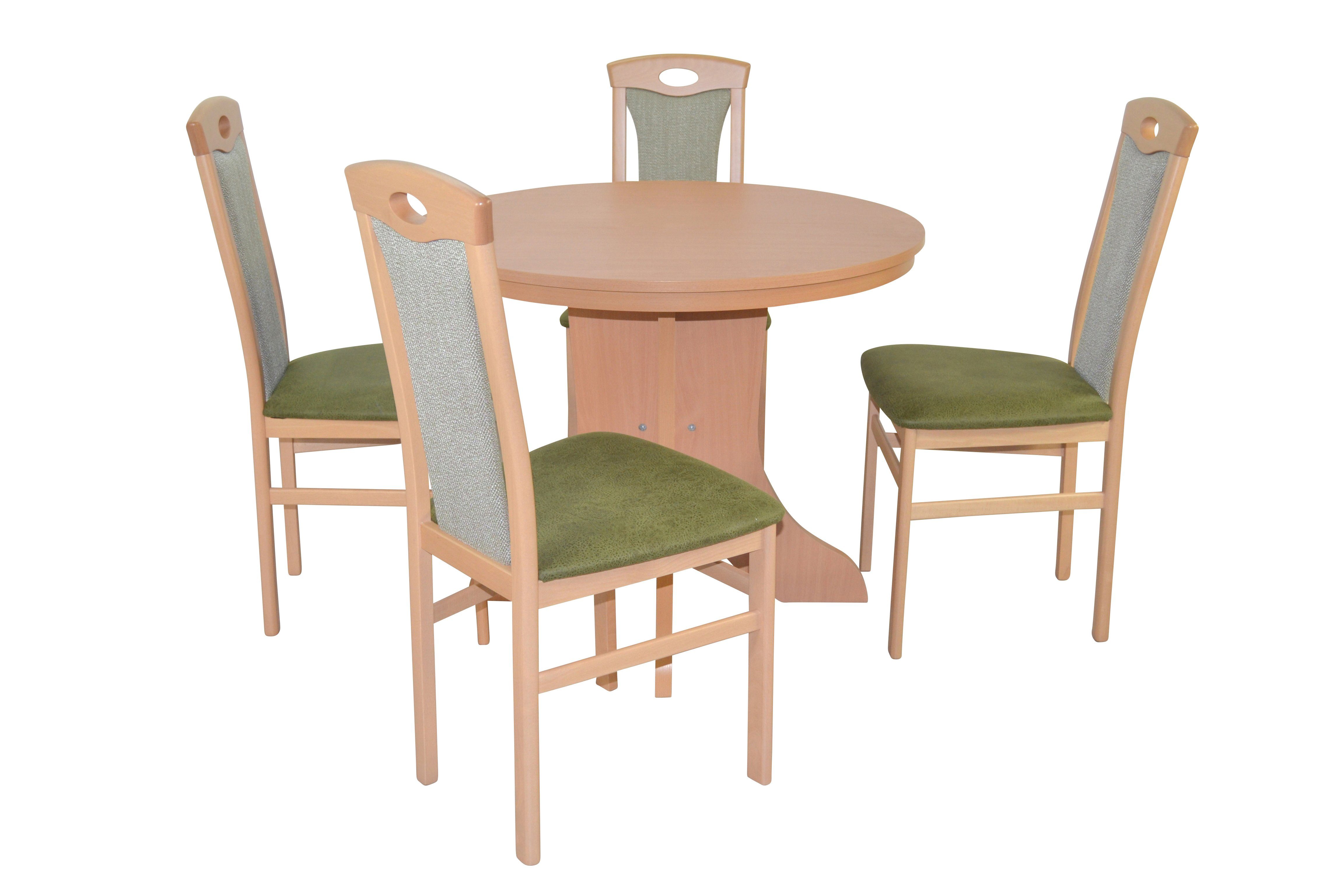 moebel-direkt-online Essgruppe 5tlg., Tisch mit Auszugsfunktion, (Spar-Set, Essgruppe 5tlg) grün