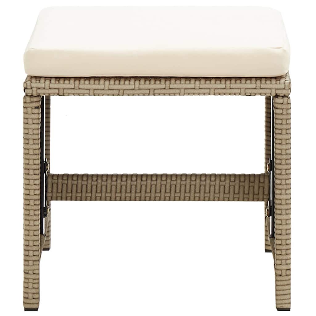 vidaXL Gartenstuhl Gartenhocker 4 Stk. mit Sitzkissen Poly Rattan Beige (4 St)