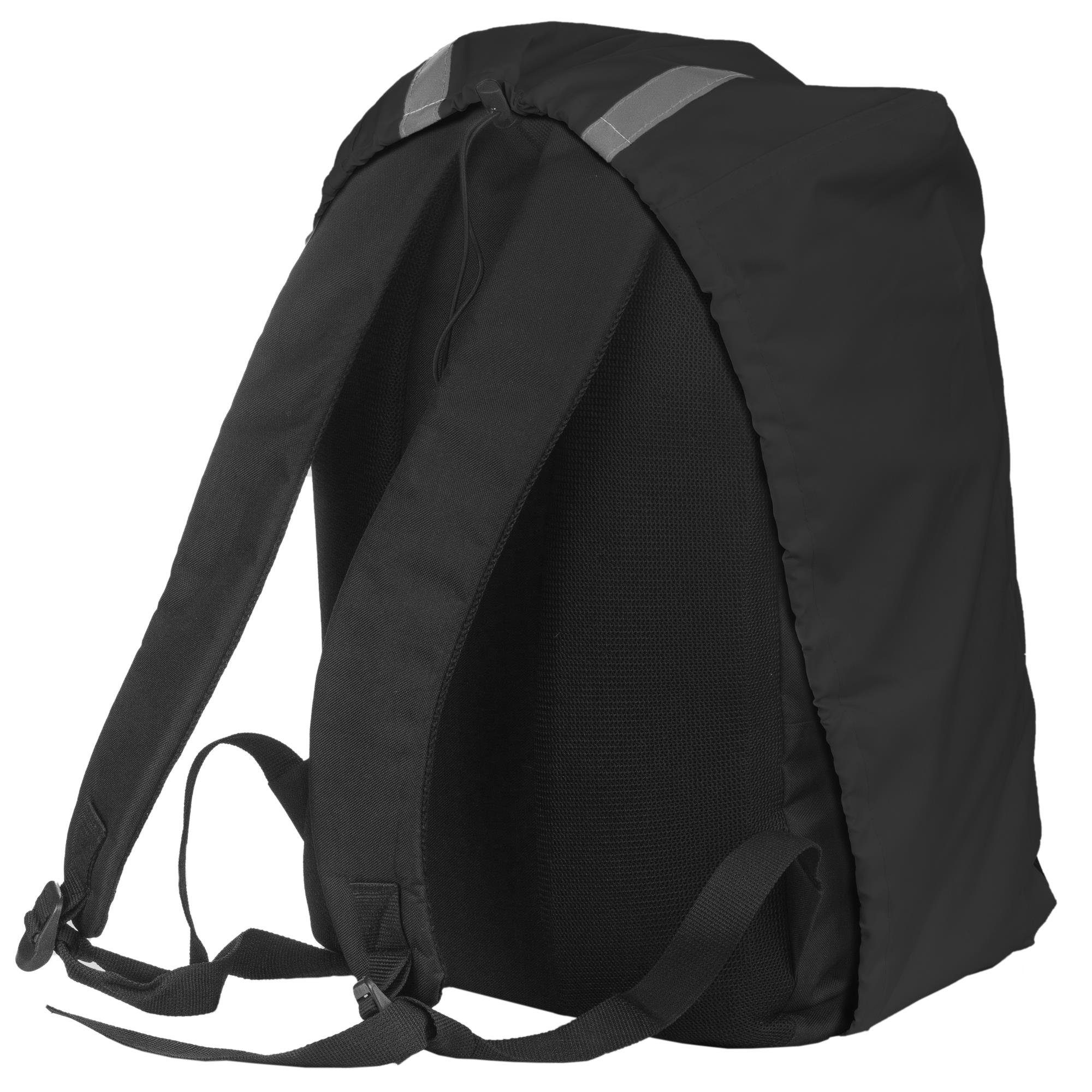 EAZY CASE Rucksack-Regenschutz Reflektor-Überzug Schutzhülle Uni, Reflektor Regenhülle Backpack Überzug Regenschutz Schulranzen Schwarz