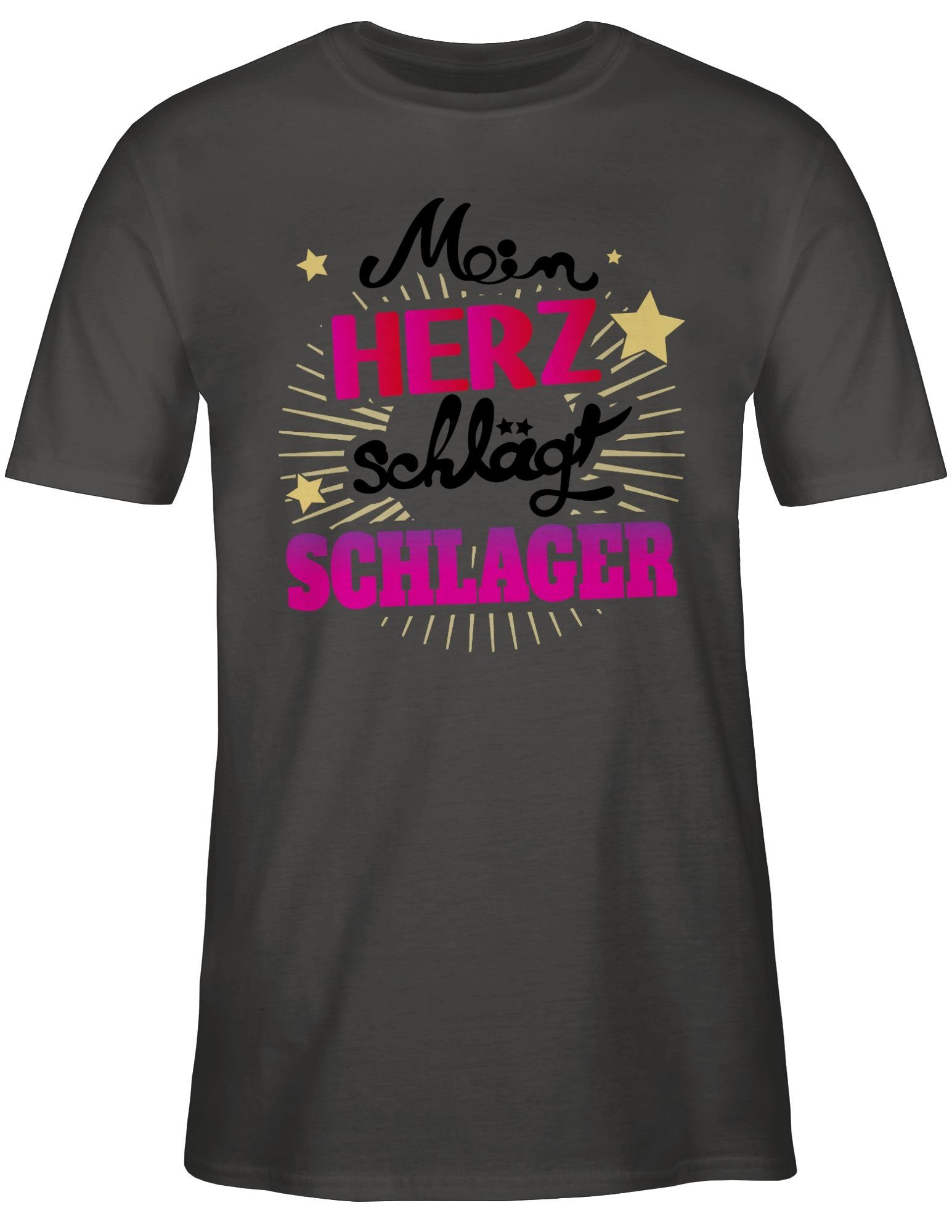 Dunkelgrau Schlagerparty Outfit Herz T-Shirt Schlager Shirtracer 2 Party Outfit Mein schlägt Schlager