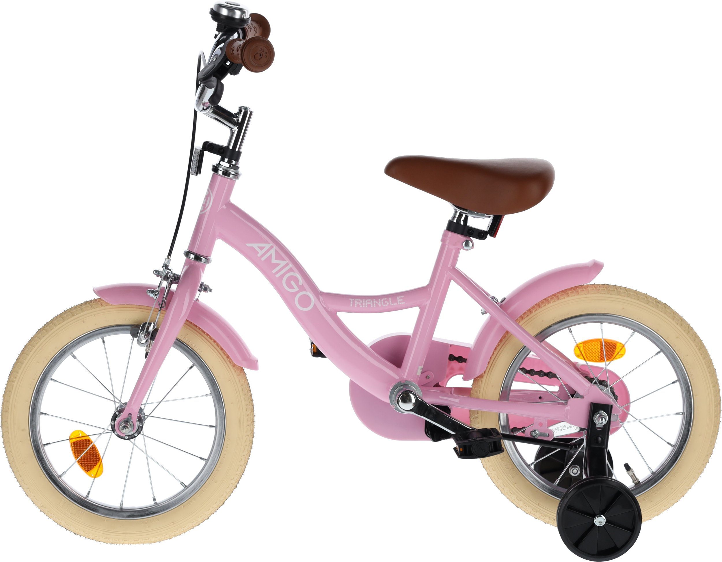 AMIGO Fahrräder Triangle Kinderfahrrad Rücktrittbremse Mädchen Zoll 14 Rosa Kinderfahrrad AMIGO