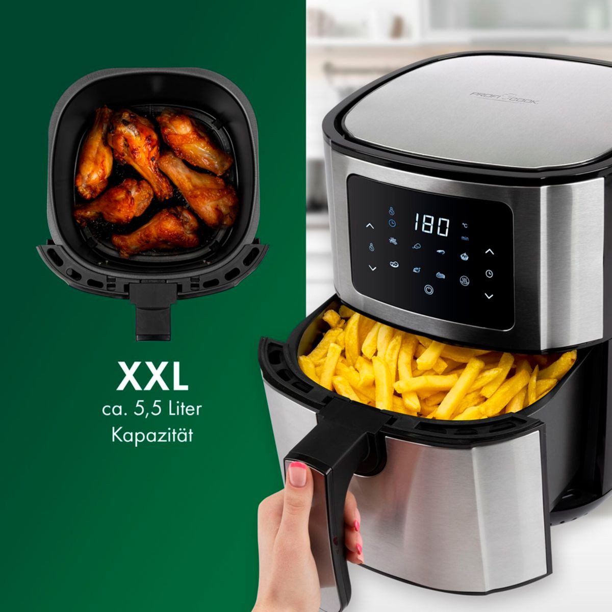 ProfiCook Heißluftfritteuse PC-FR 1239 H inox