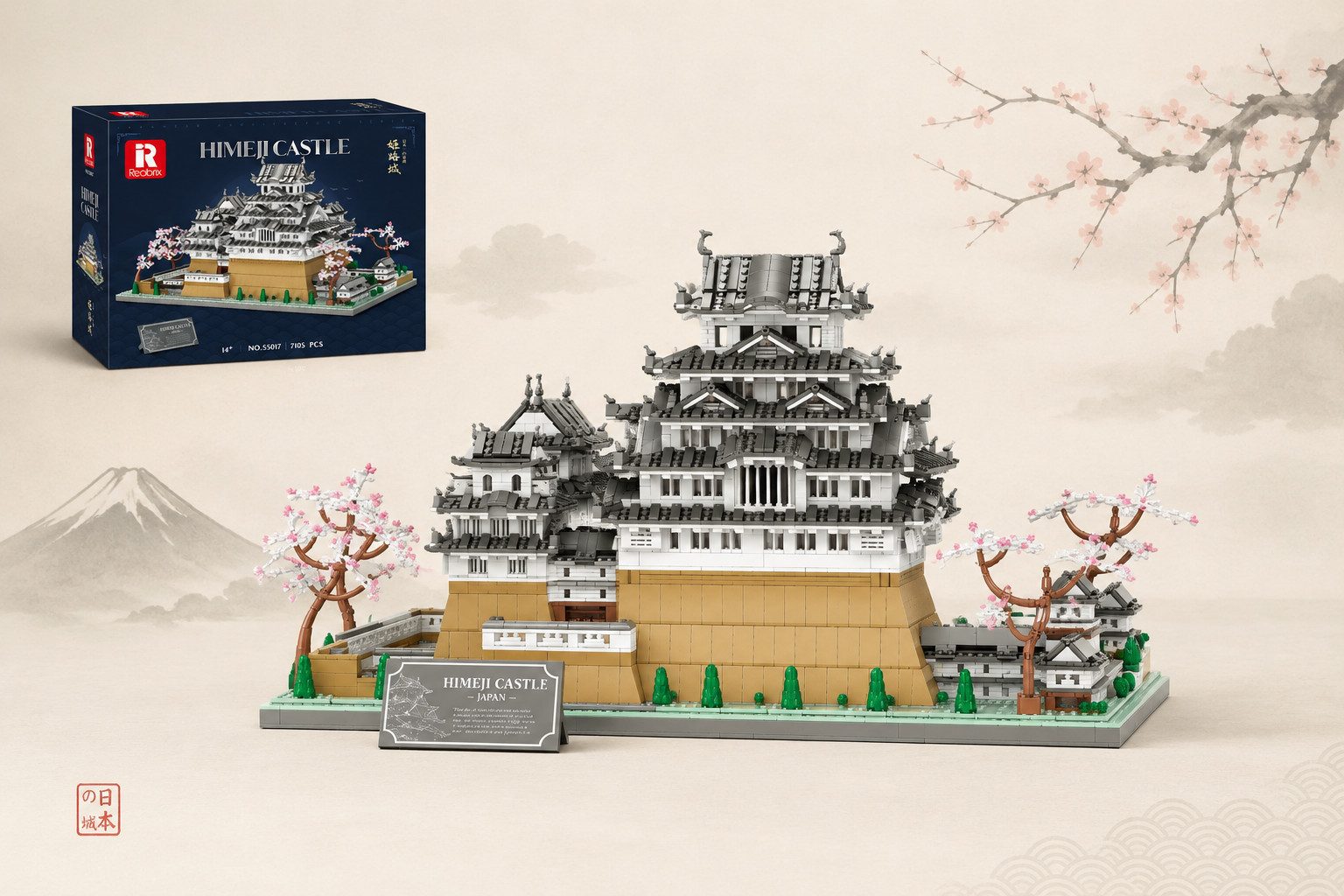 Reobrix Reobrix 55017 Himeji Castle 7.105 Teile Japan Tempel Burg Konstruktions-Spielset, (7105 St)
