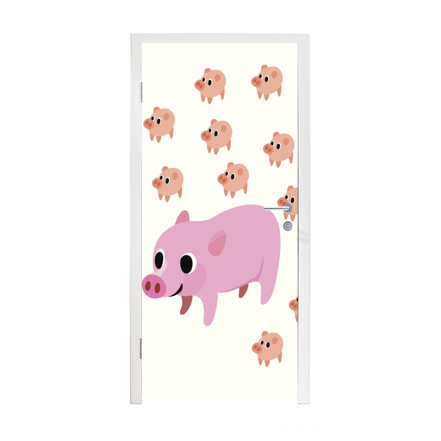 MuchoWow Türtapete Eine Illustration eines St), Ferkeln, Türaufkleber, neunzehn (1 bedruckt, cm mit Tür, für 75x205 Fototapete Matt, Schweins