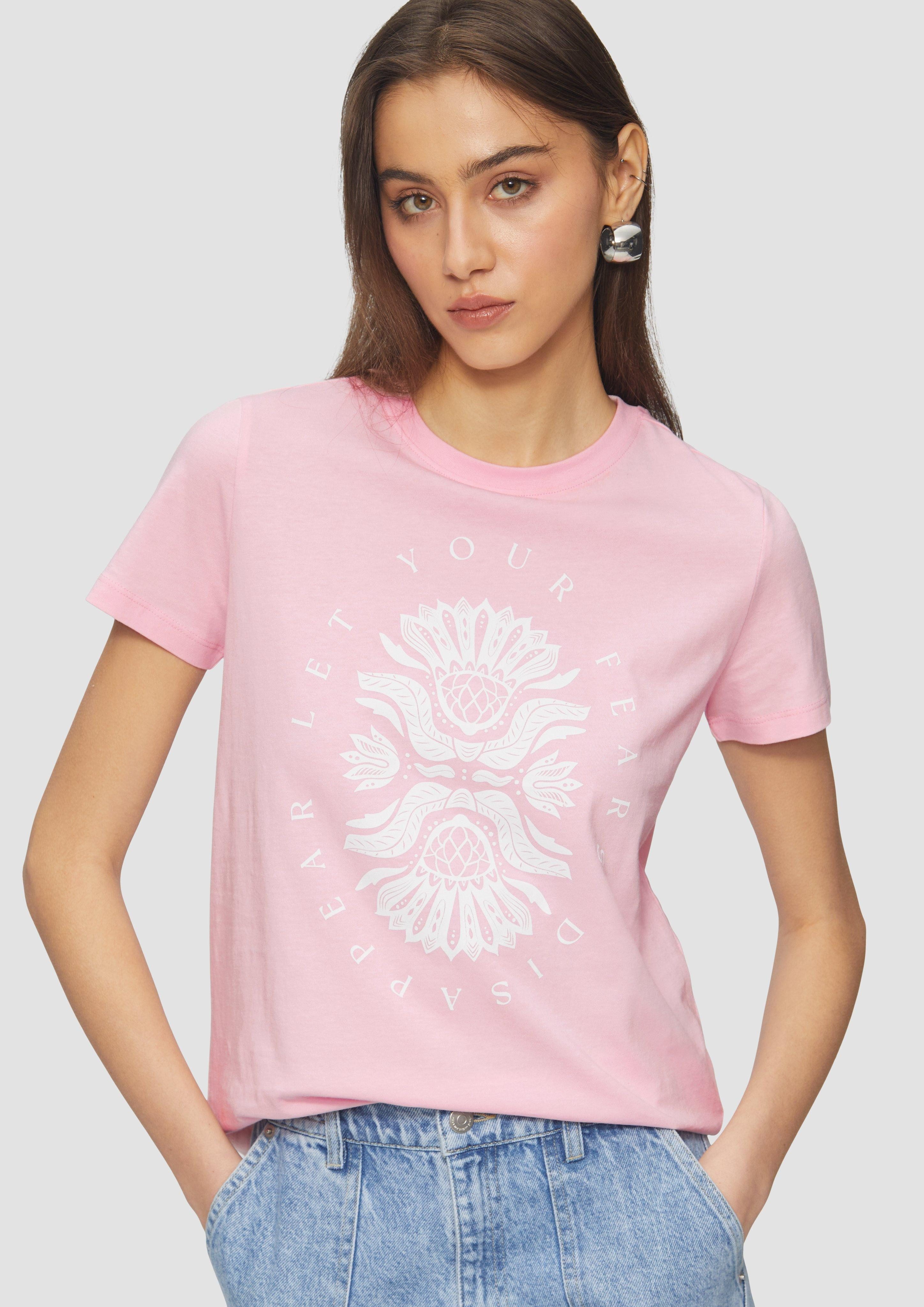QS Kurzarmshirt Baumwollshirt mit Frontprint günstig online kaufen