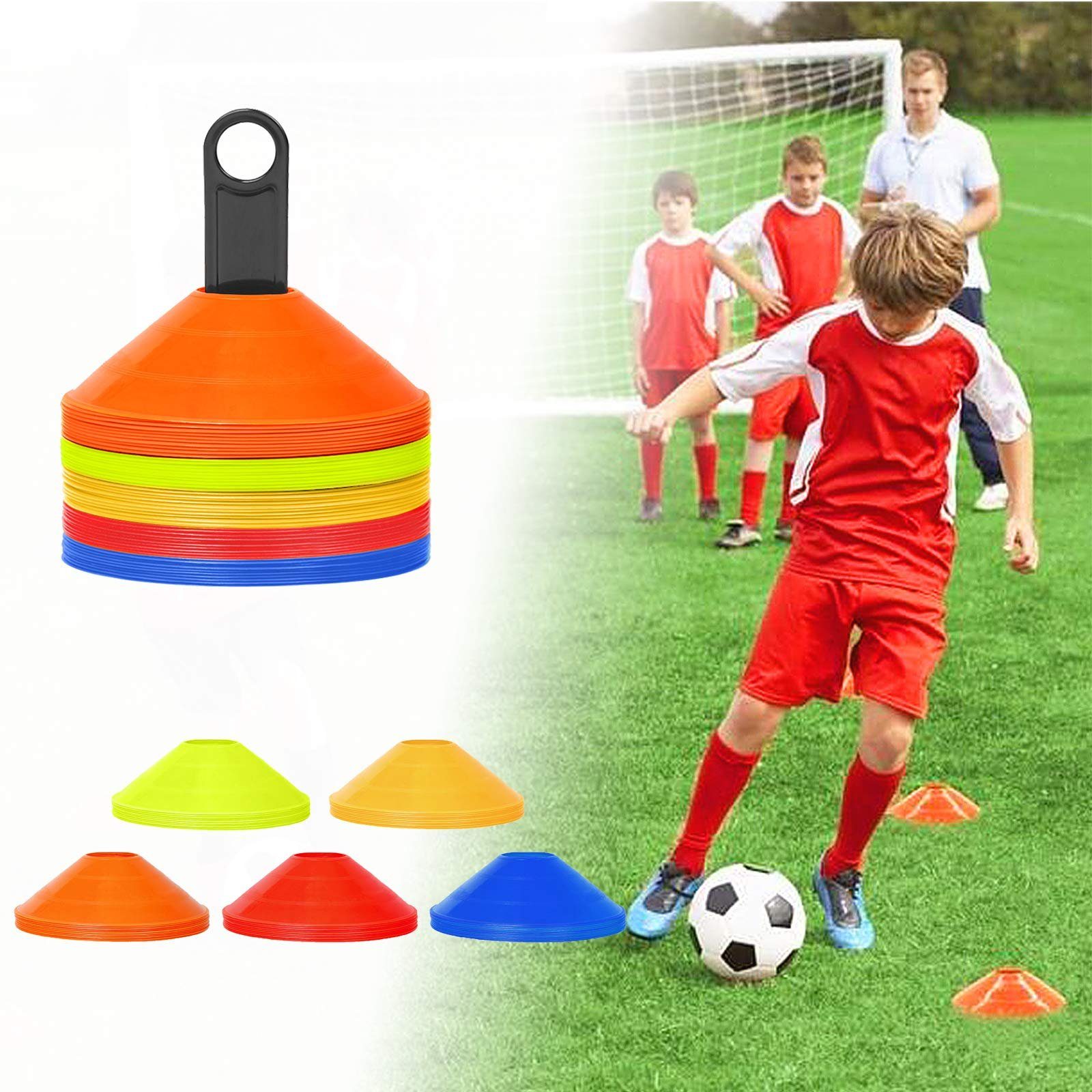 AUFUN Hürde Markierungshütchen Fussball Hütchen (50 St), Fußball  Koordination