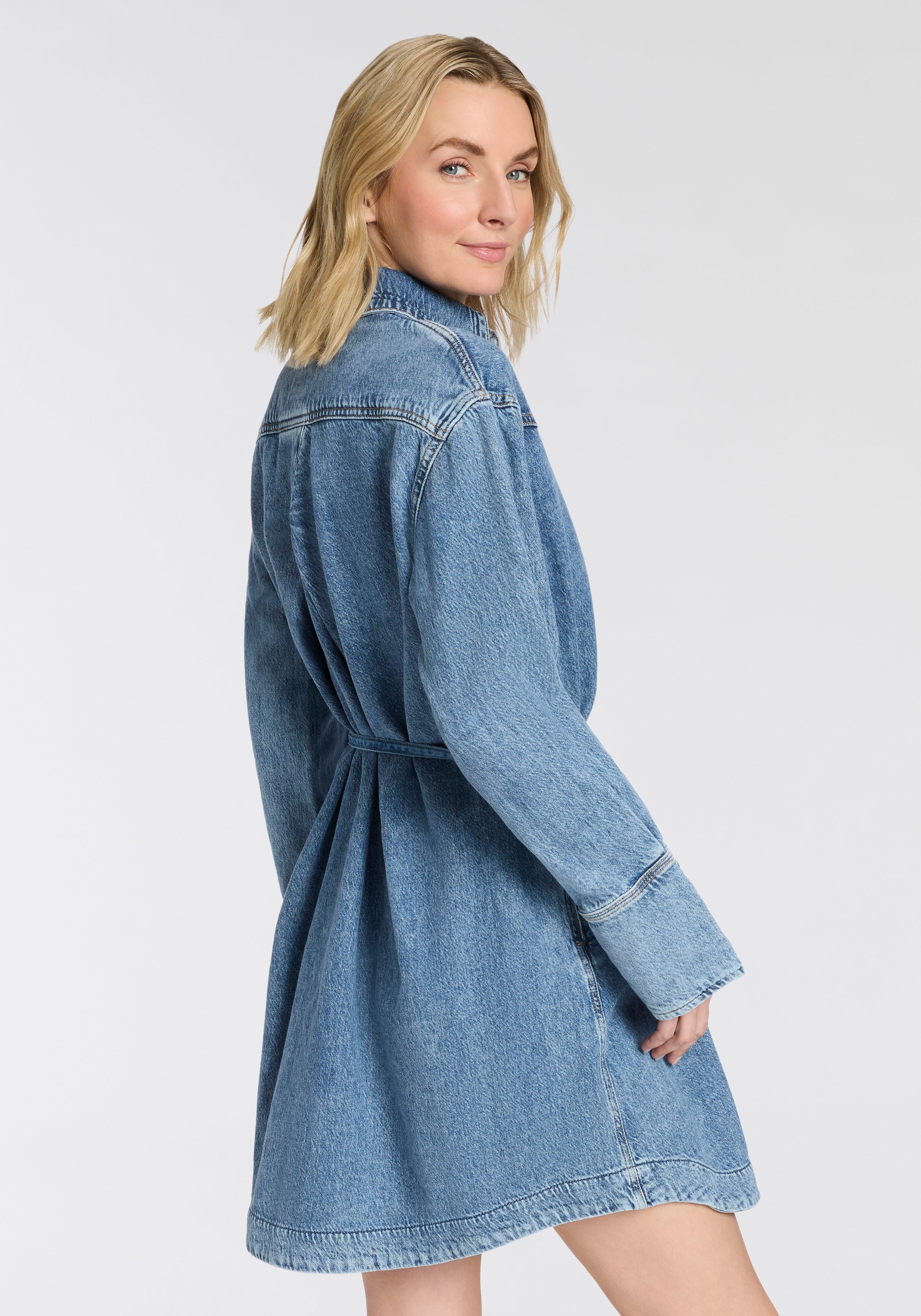 BOSS ORANGE Hemdblusenkleid Shirtdress Premium Damenmode tailliert, Denim-Look