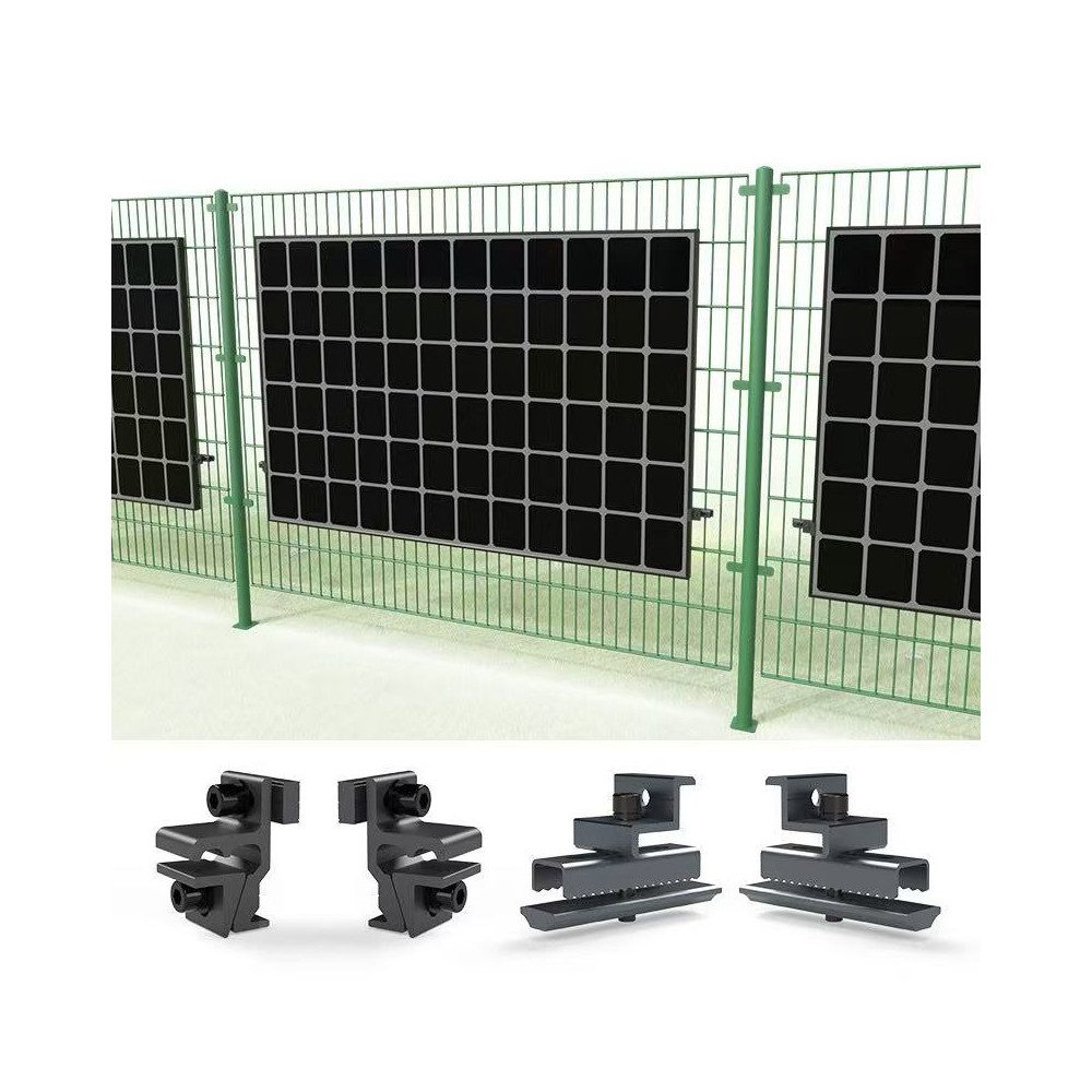 Home Feeling Klemmen PV-Zaunklemmen 4er Set schwarz – Direktmontage am Doppelstabzaun