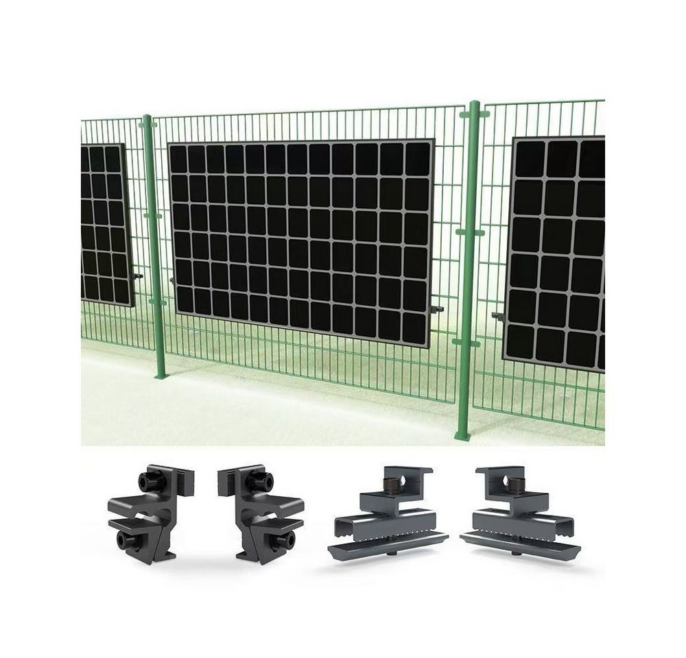 Home Feeling Klemmen PV-Zaunklemmen 4er Set schwarz – Direktmontage am Doppelstabzaun
