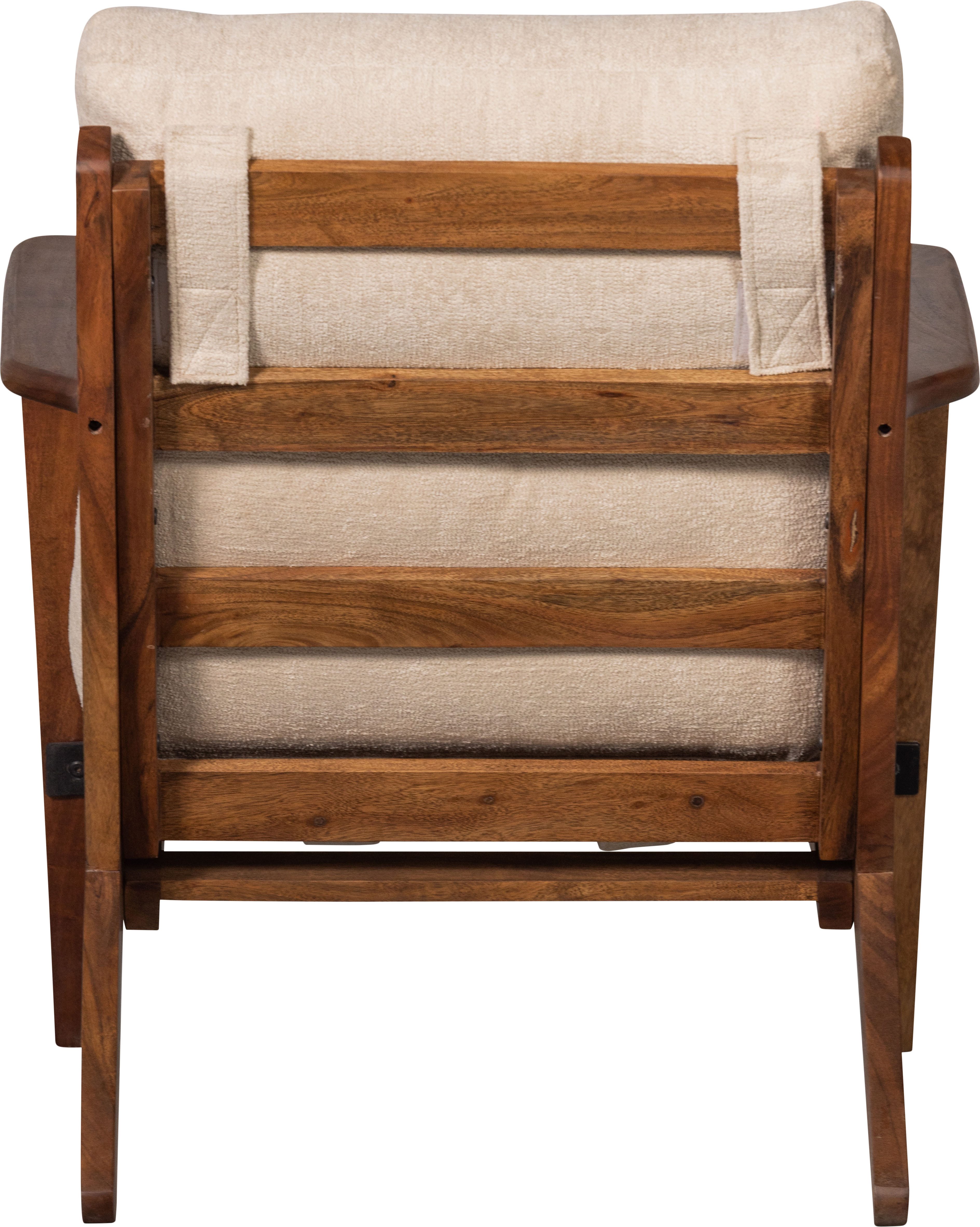 WOOOD Sessel Houston Akazienholz-Rahmen mit Bezug, H 86 x B 71 x T 71 cm, Bouclé-Bezug, Tragkraft 150 kg, einfach zu montierbar – Bild 3 von 5