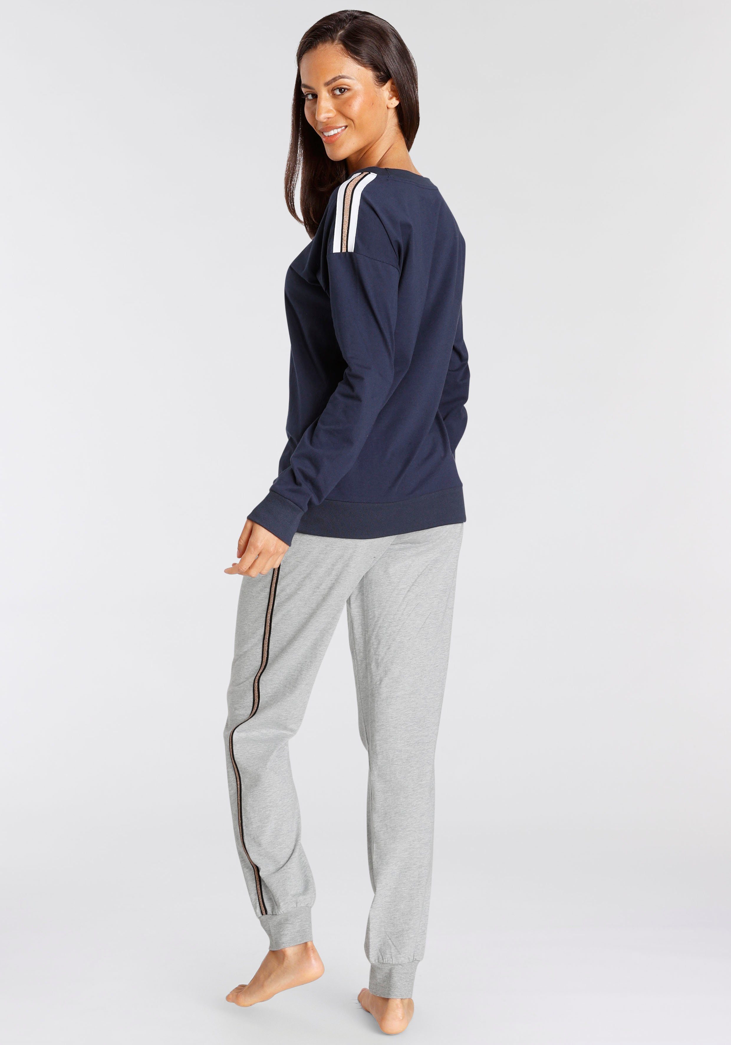 Vivance Dreams by Lascana Pyjama (Set, 2 tlg) mit kontrastfarbenen Tape Details – Bild 5 von 5