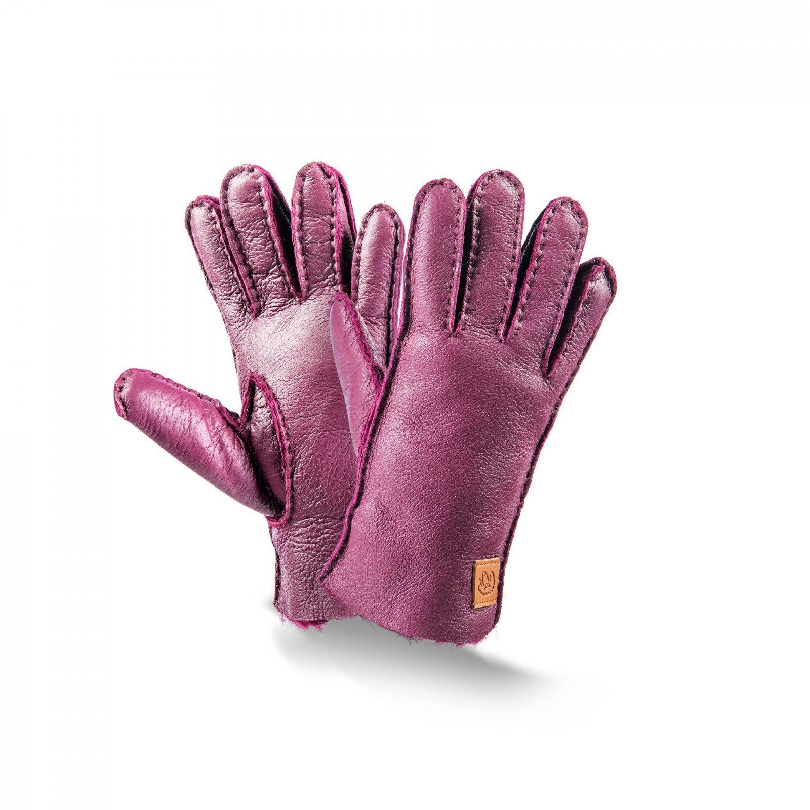 violett Fellhof Leder-Handschuh Lammfell Trend Lederhandschuhe 4-5,5 Kinder-Handschuhe Kids