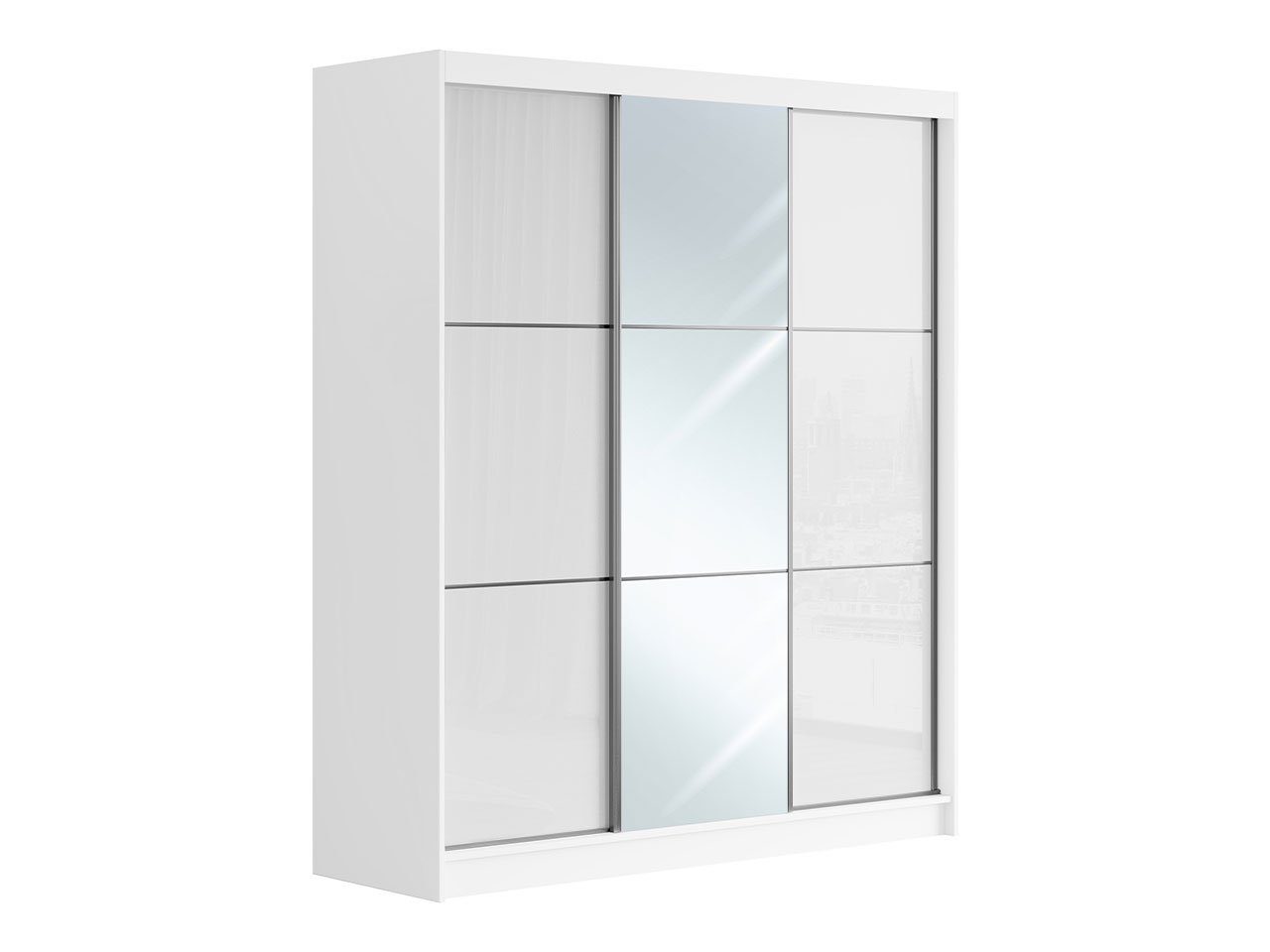Weiss Modern Lacobel-Glas, mit Spiegel, Schiebtüren, 180 Schrank VALENCIA MKS MÖBEL mit Kleiderschrank cm