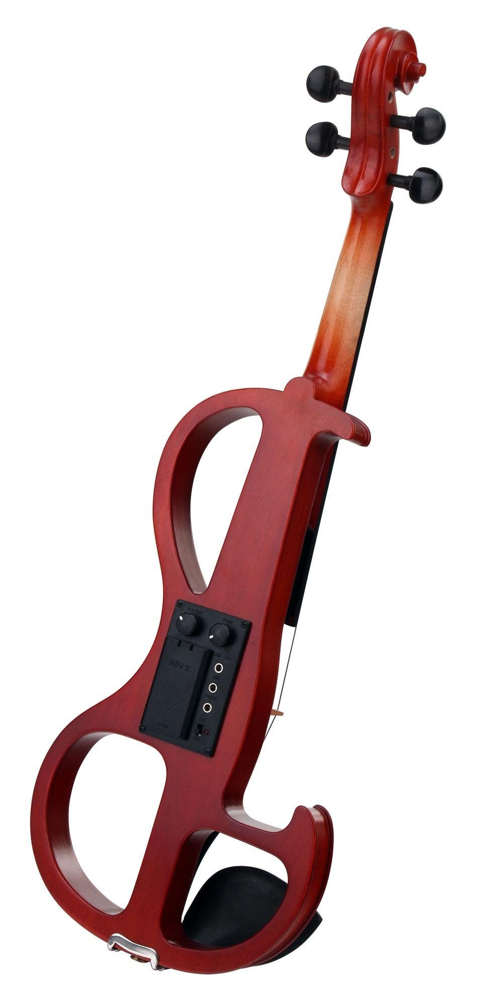 Classic Cantabile E-Violine EV-90BK E-Violine (E-Geige mit Tonabnehmer, Fichte/Ahorn/Ebenholz), Tonabnehmersystem mit 9V-Blockbatterie