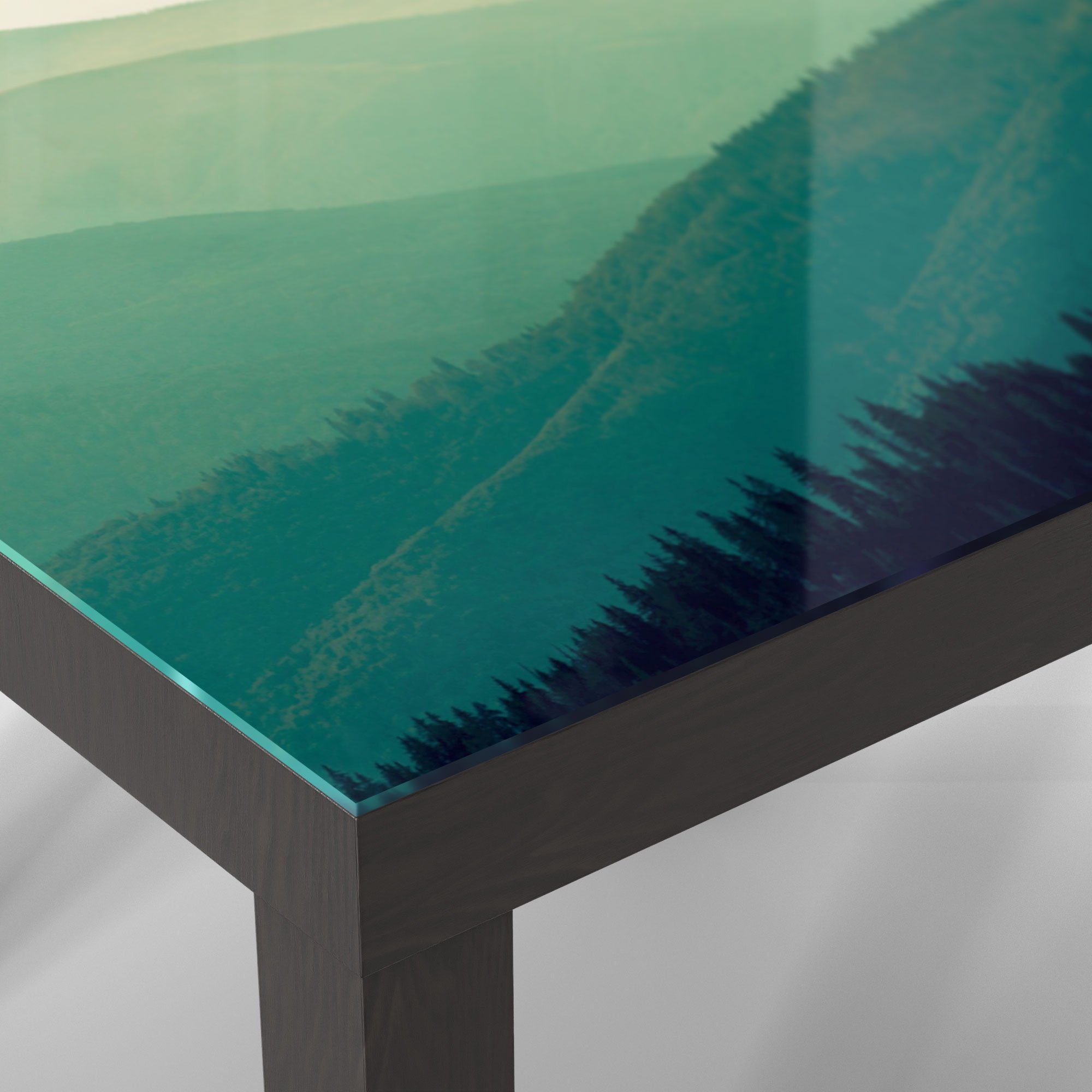 'Bewaldete Schwarz Hänge', Couchtisch modern Glastisch Beistelltisch Glas DEQORI