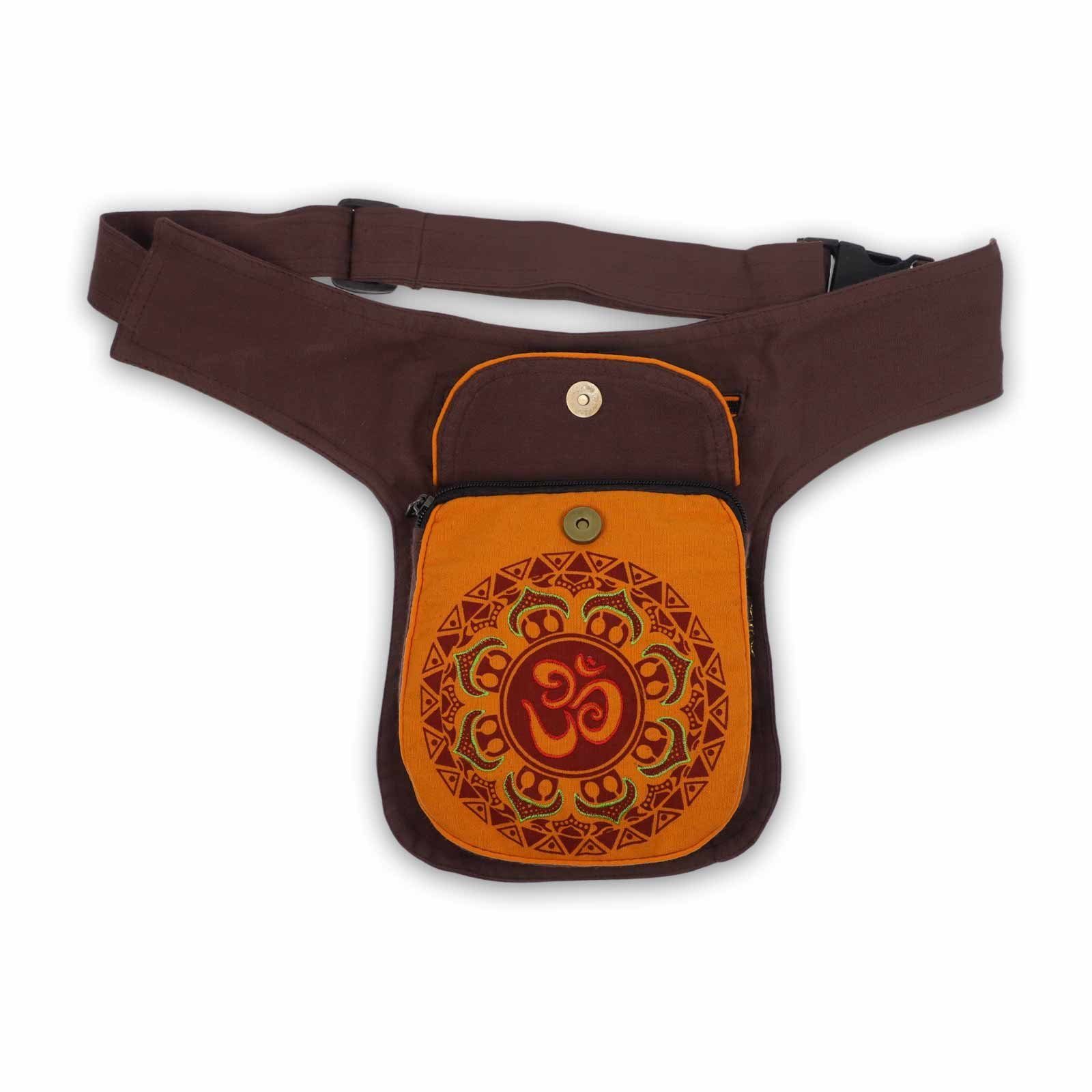 UND KUNST Hüfttasche Mandala OM / Sidebag Bauchtasche Bauchtasche Orange MAGIE Gürteltasche Mandala Braun