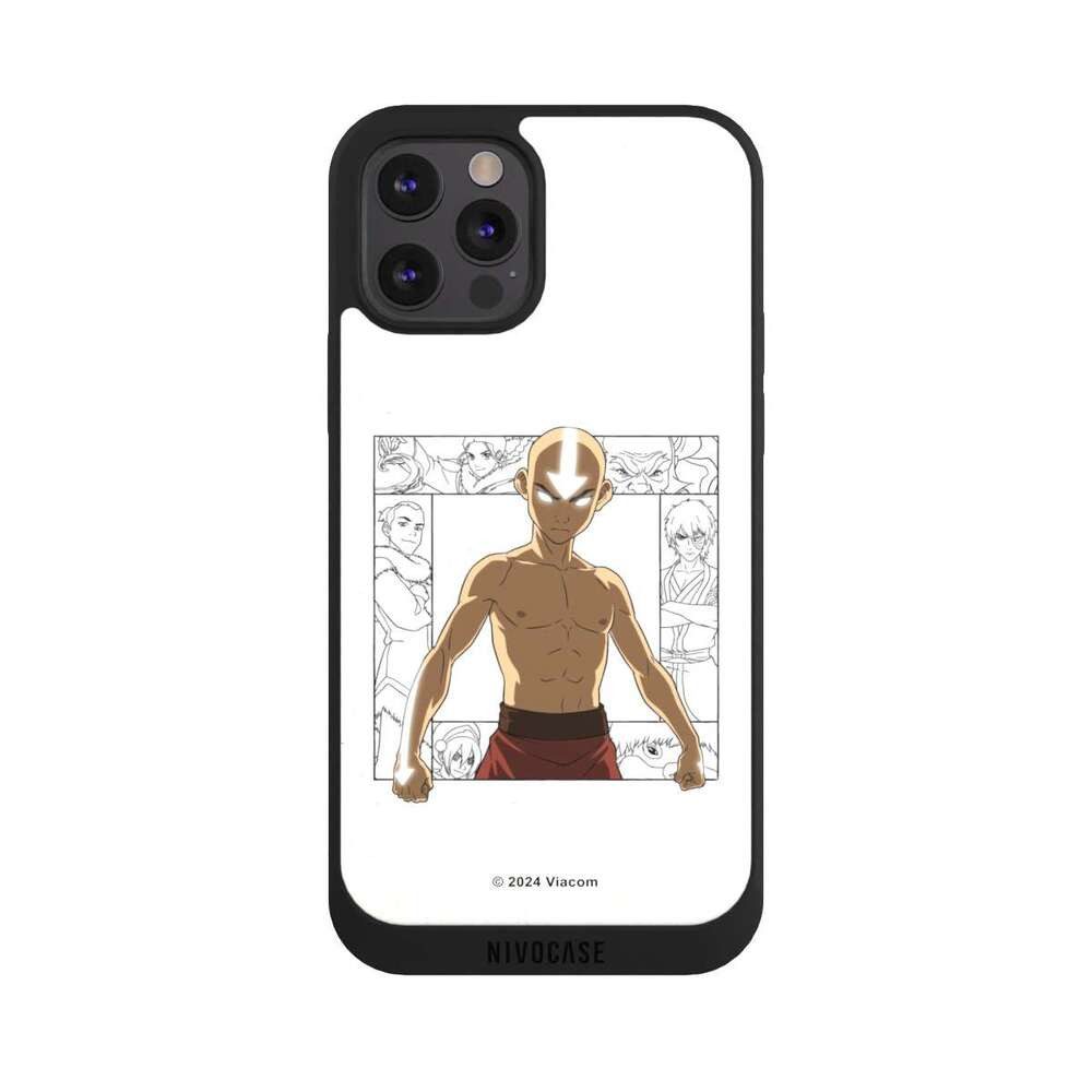 NIVOCASE Handyhülle Avatar - Der Herr der Elemente Offizielles Lizenzprodukt Aang, Apple iPhone 12 Pro Handyhülle Hülle NIVOpure Case Schwarz